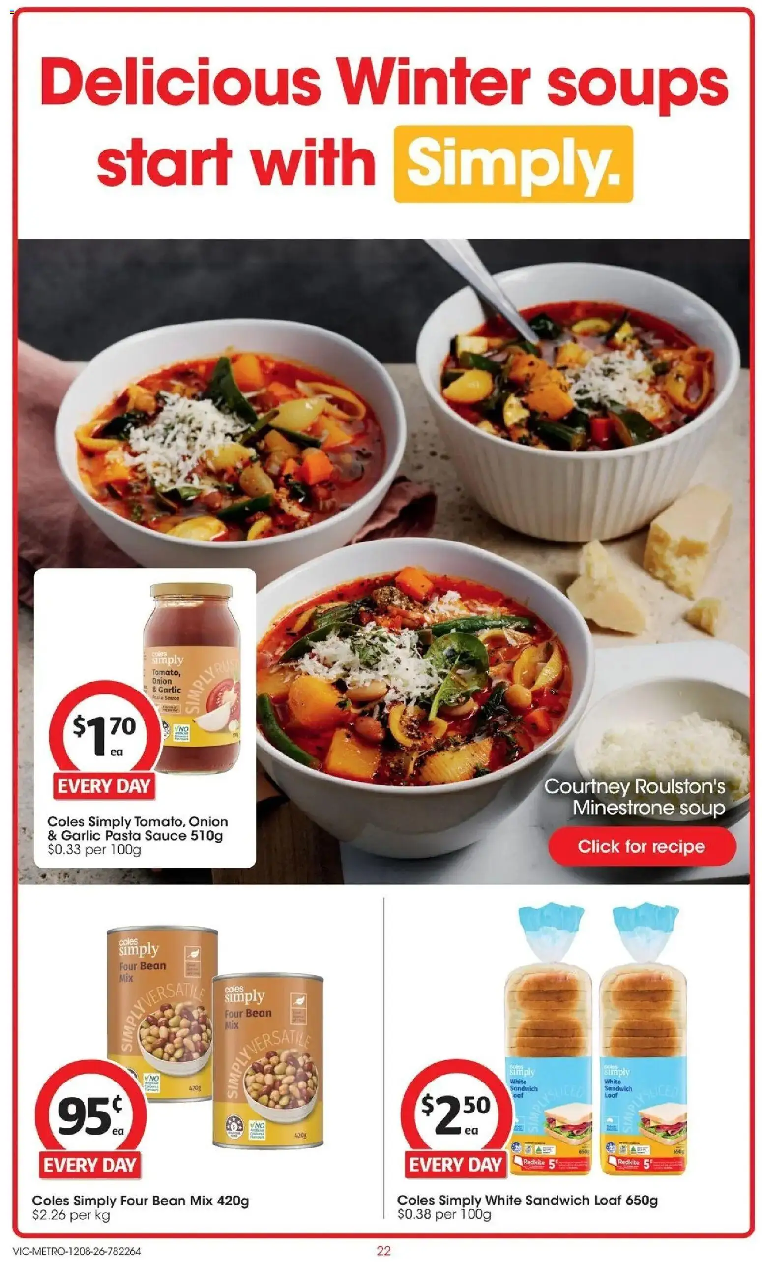 Coles catalogue - valid from 12/08/2026 | Page: 22 | Products: Bread, Sauce, Soup, Beans