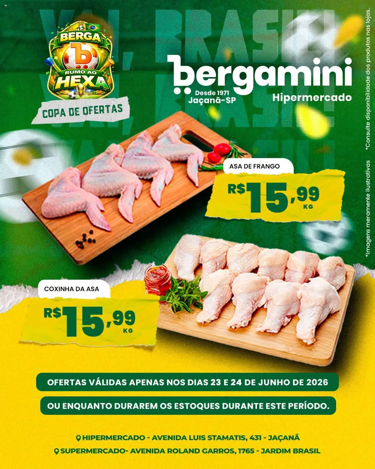 Supermercado Bergamini Folheto - válido de 23/06/2026 | Página: 3 | Produtos: Asa de frango, Copa, Frango