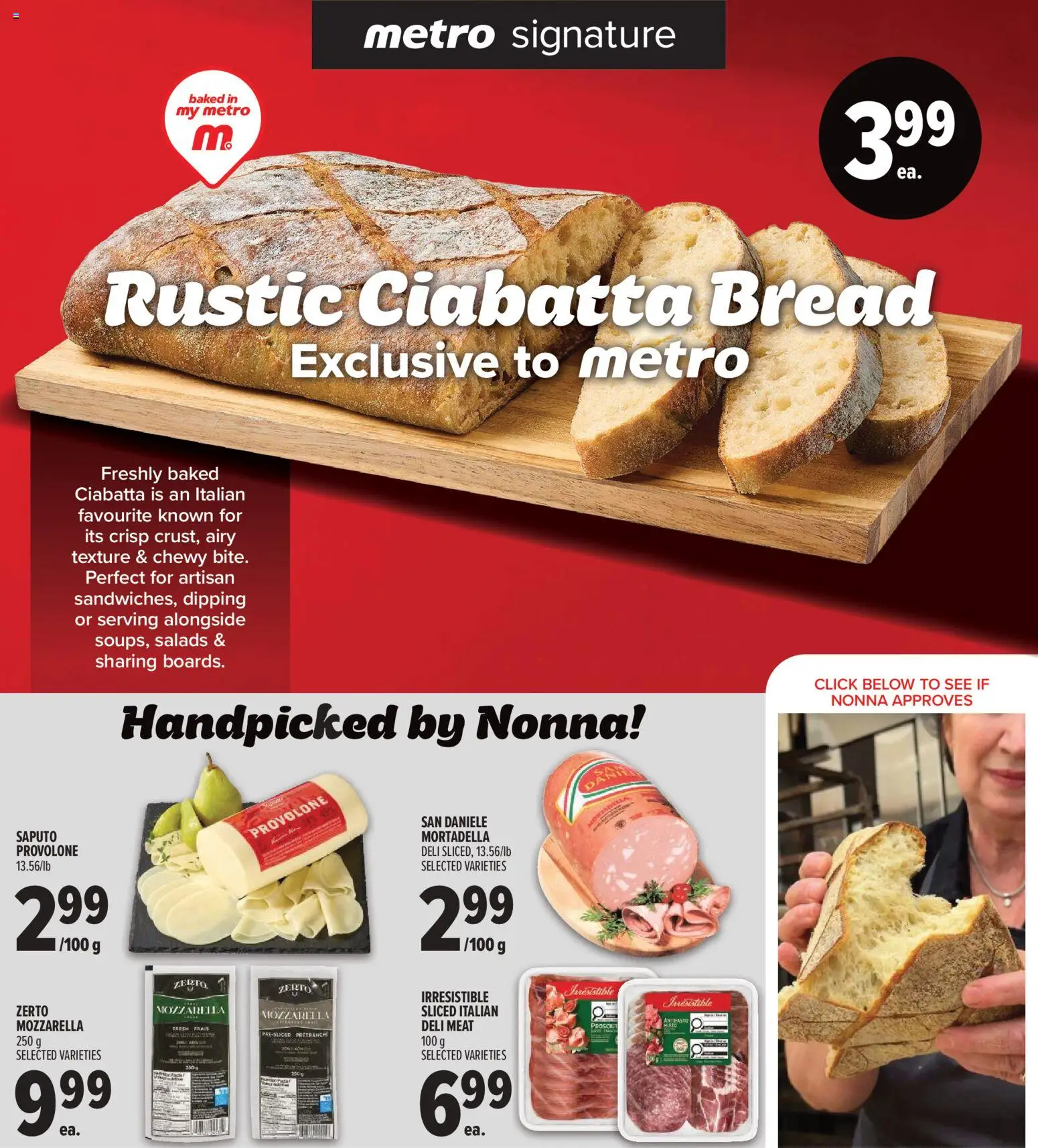 Metro flyer valid from Oct 1, 2026 | Page: 8 | Products: Mortadella, Mozzarella, Meat, Bread