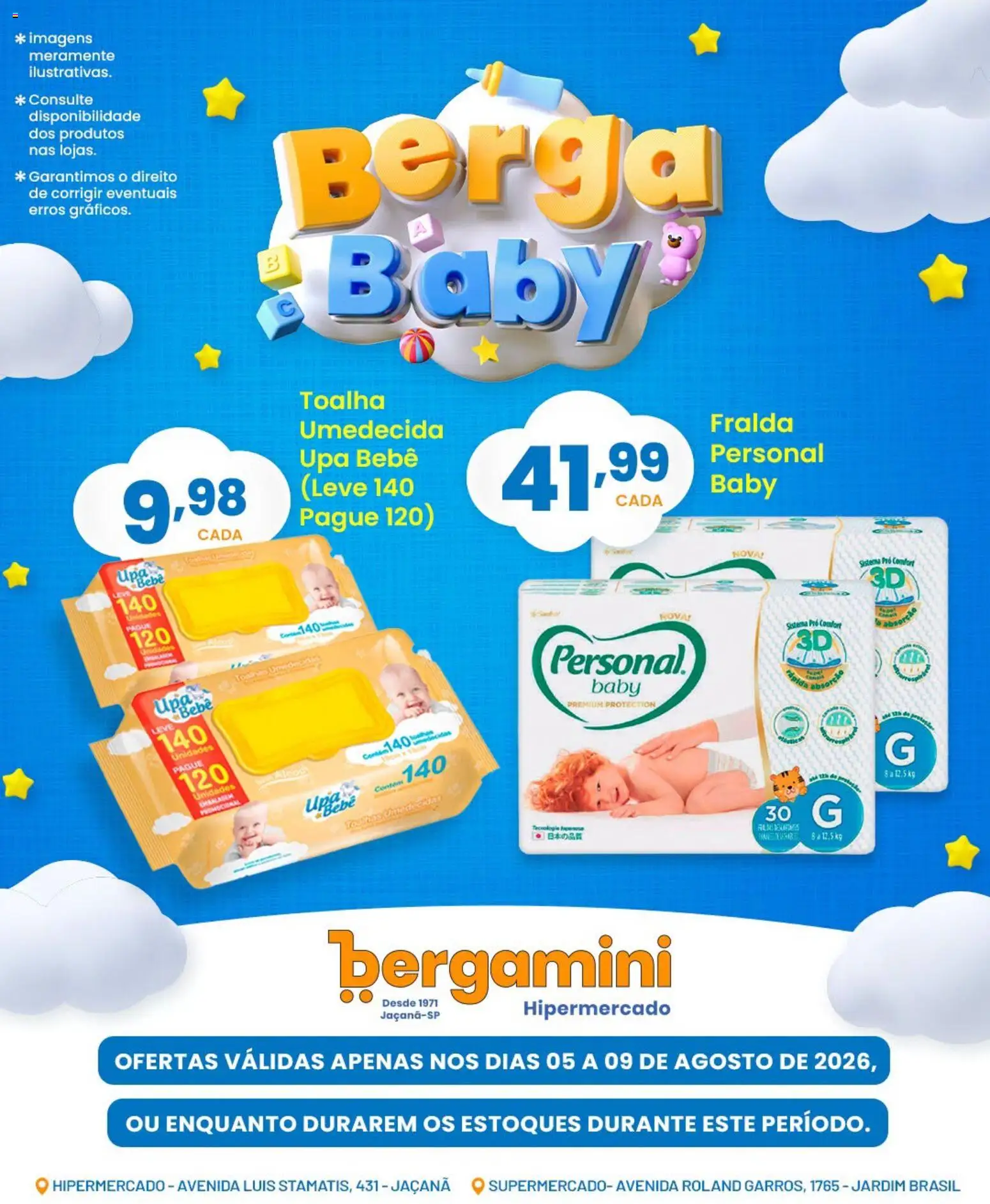 Supermercado Bergamini Folheto - válido de 05/08/2026 | Página: 3 | Produtos: Cisterna, Toalha umedecida