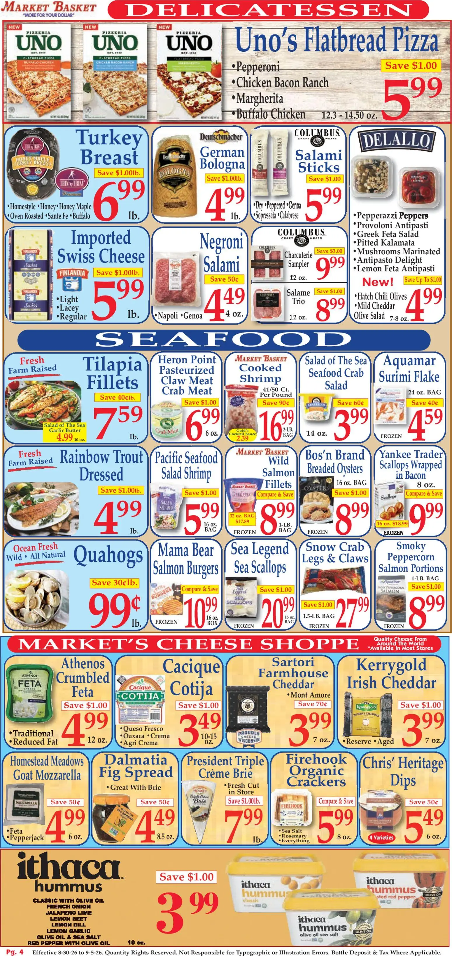 Market Basket Ad - valid from 08/30/2026 | Page: 4 | Products: Spread, Turkey, Salt, Seafood
