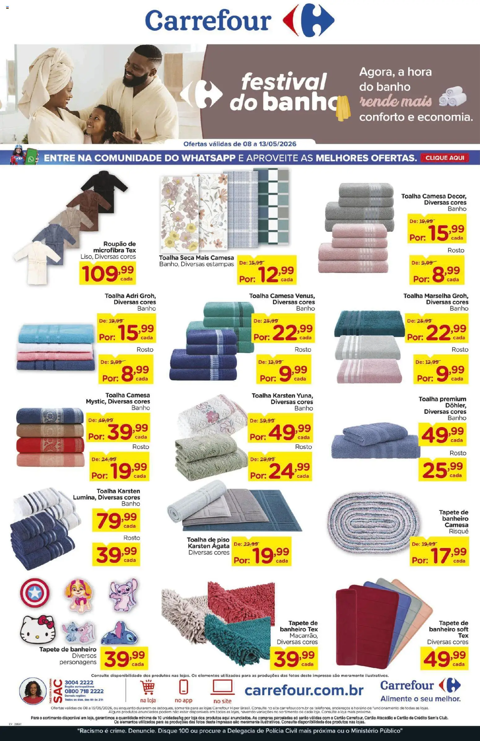 Carrefour Folheto - válido de 08.05.2026 | Página: 1 | Produtos: Piso, Tapete, Roupão