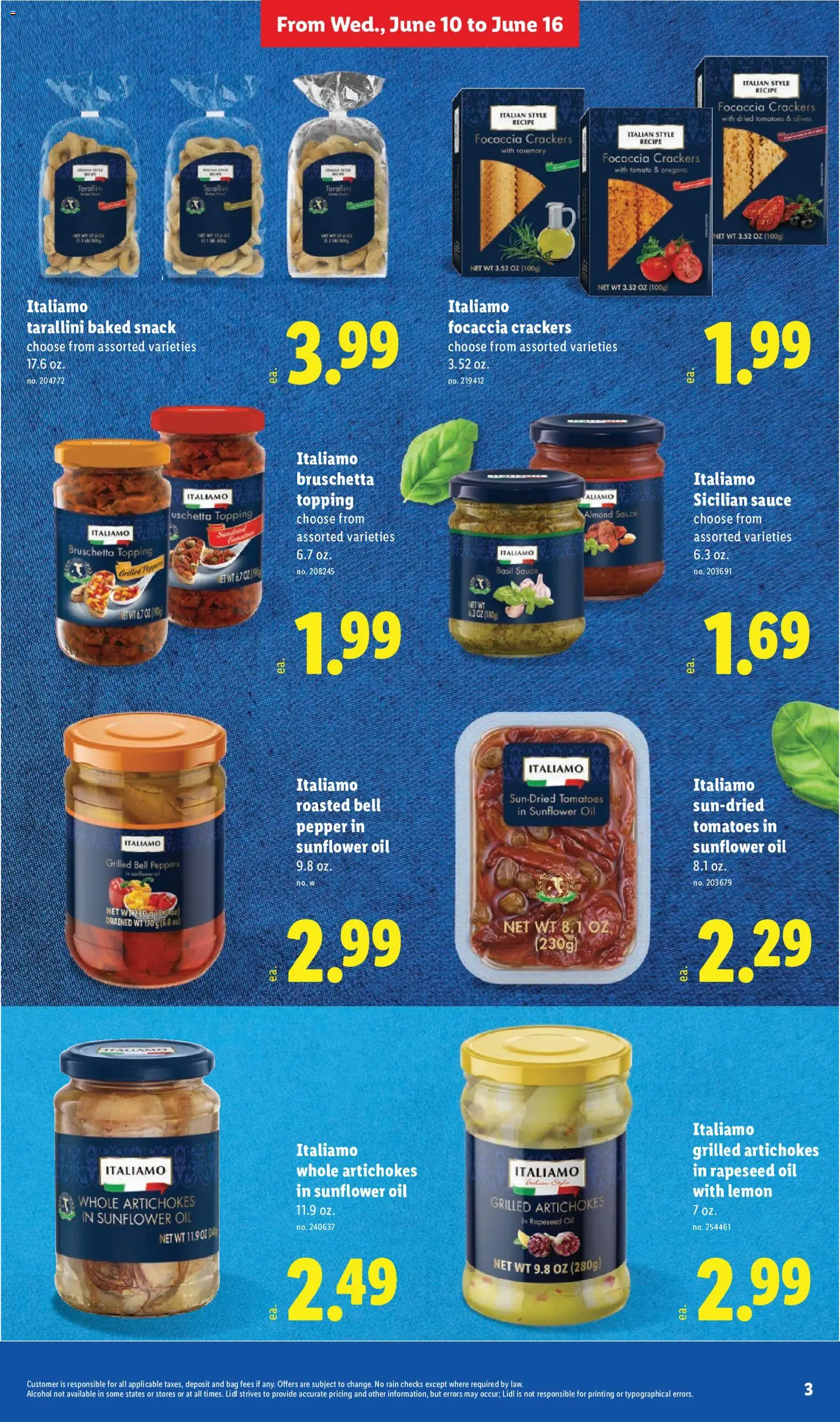 Lidl Weekly Ad - valid from 10.06.2026 | Page: 3 | Products: Peppers, Tomatoes, Sauce, Bag