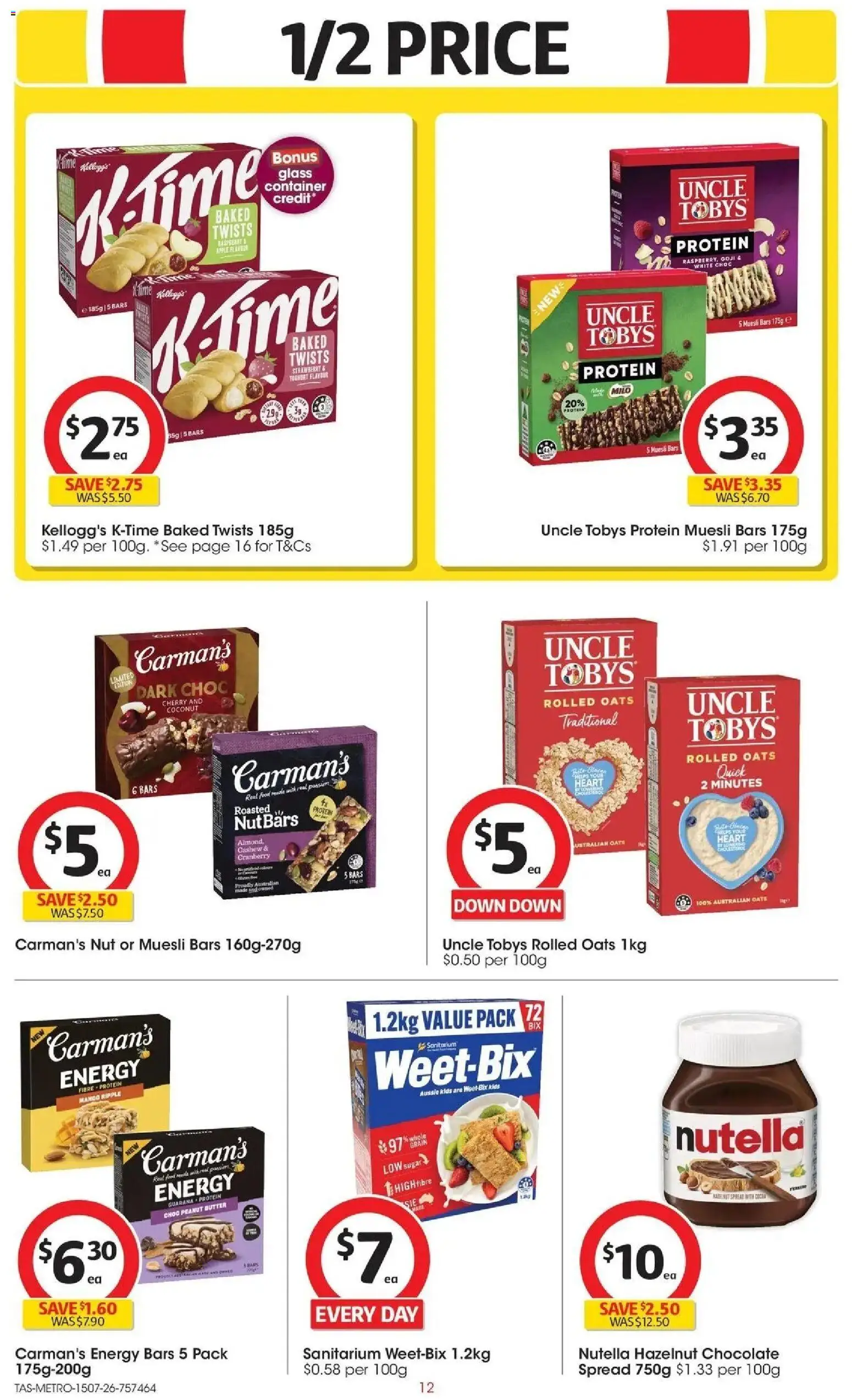 Coles catalogue - valid from 15/07/2026 | Page: 12 | Products: Butter, Chocolate, Nutella, Oats