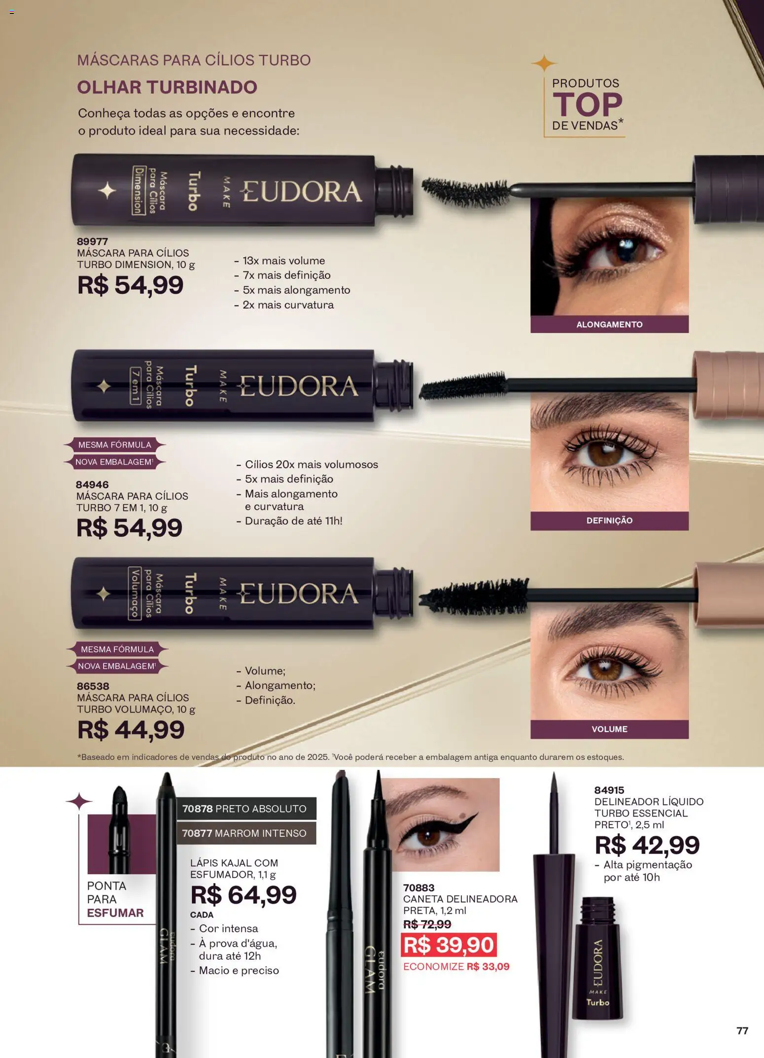 Eudora Folheto - válido de 16/09/2026 | Página: 80 | Produtos: Máscara para cílios, Delineador, Lápis, Caneta