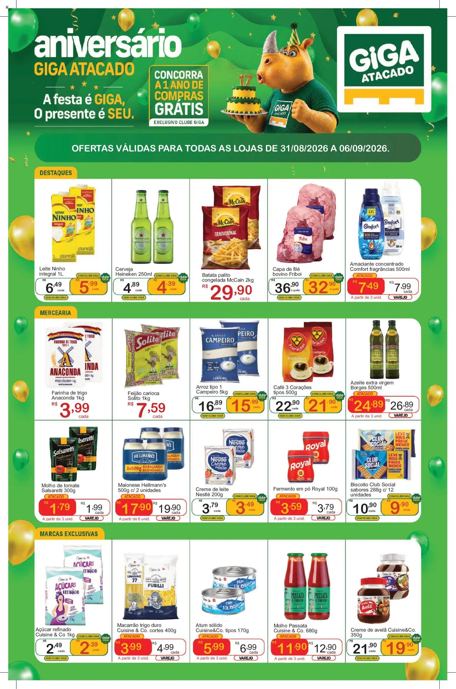 GIGA Atacado Folheto - válido de 31/08/2026 | Página: 1 | Produtos: Tomate, Molho de tomate, Macarrão, Avelã