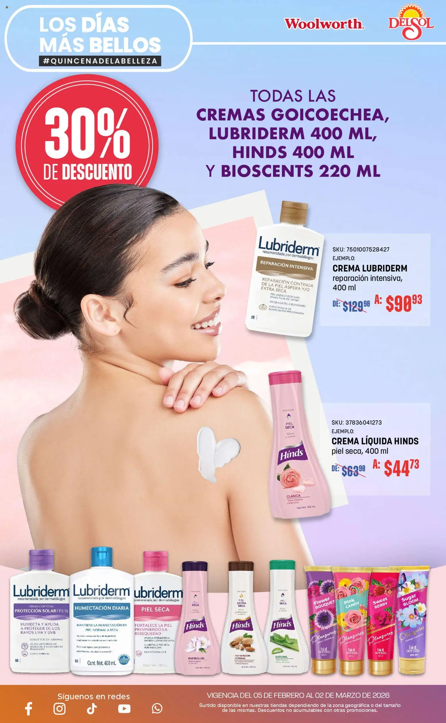 Nuevas ofertas de Del Sol y Woolworth válidas en toda la República Mexicana desde el 05/02/2026. ¡Encuentra las mejores ofertas en Del Sol y Woolworth catálogo! | Página: 13 | Productos: Crema, Uva, Crema corporal