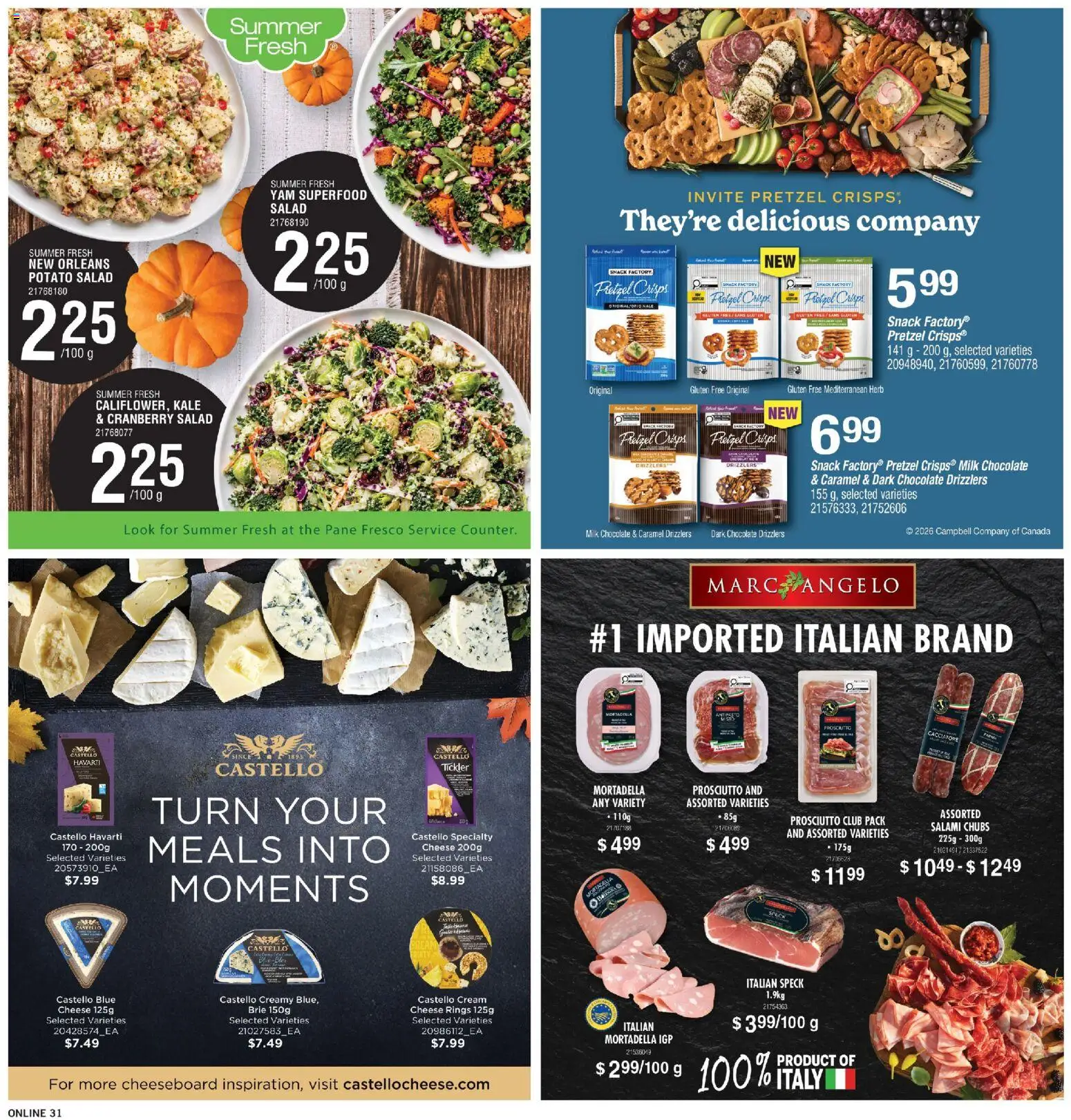 Fortinos flyer valid from Oct 1, 2026 | Page: 30 | Products: Mortadella, Prosciutto, Chocolate, Salami