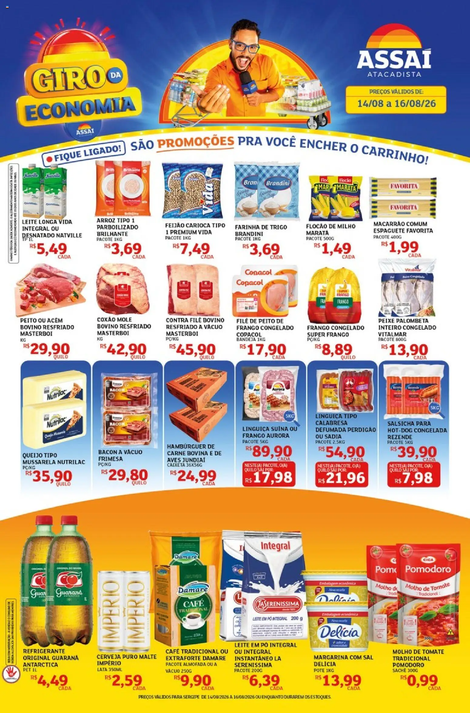 Assaí Atacadista Folheto - válido de 14/08/2026 | Página: 1 | Produtos: Tomate, Carne bovina, Chá, Bacon