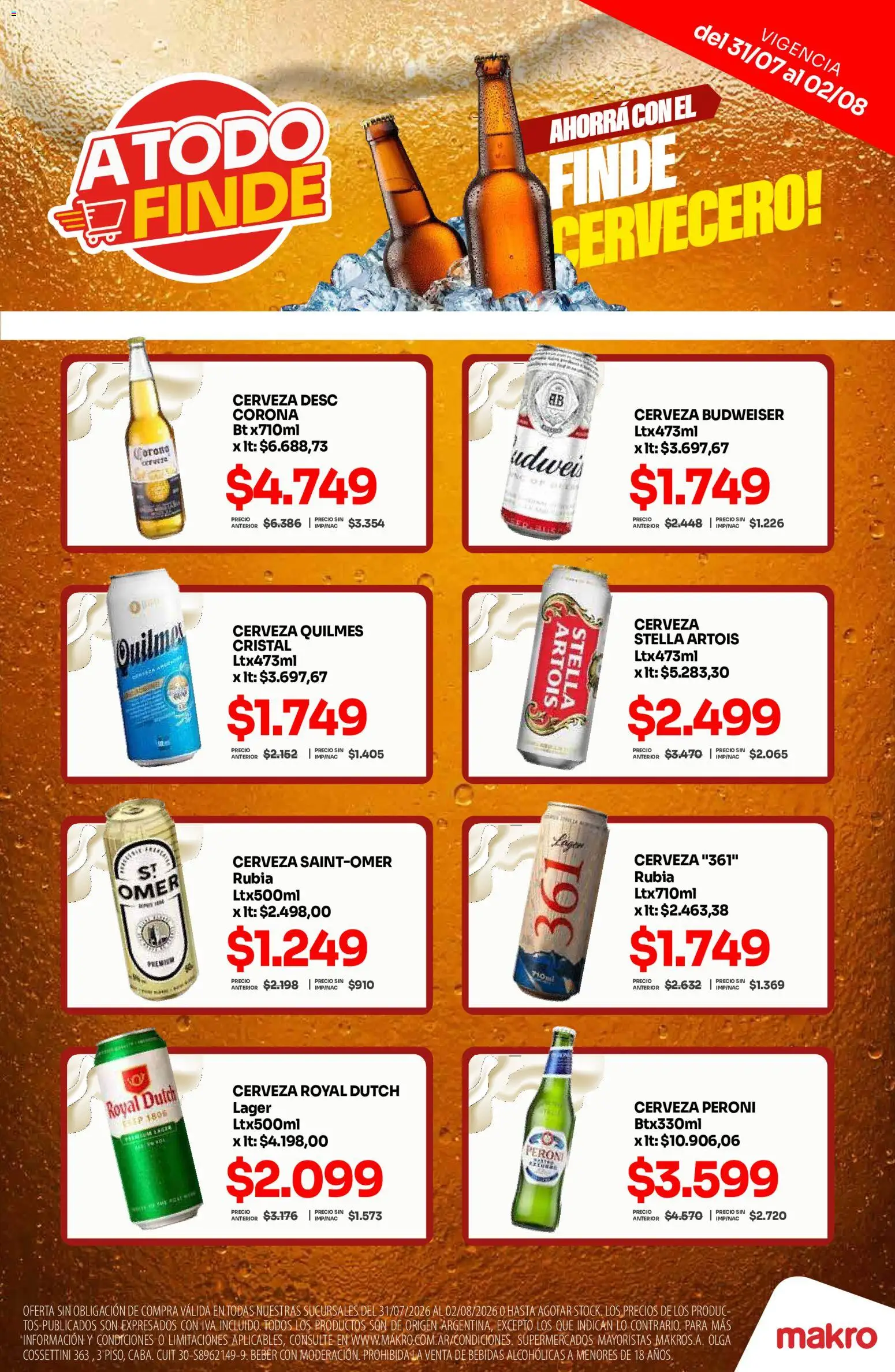 Makro Ofertas atodo finde │ válido desde el 31/07/2026 | Página: 1 | Productos: Cerveza