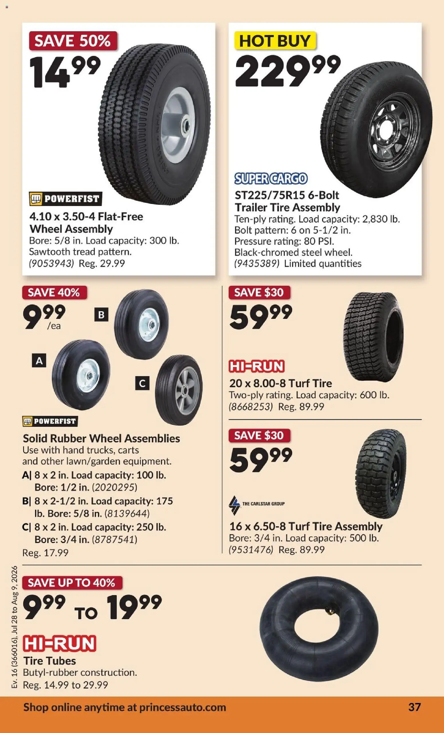 Princess Auto flyer valid from Jul 28, 2026 | Page: 42 | Products: Trailer, Tubes