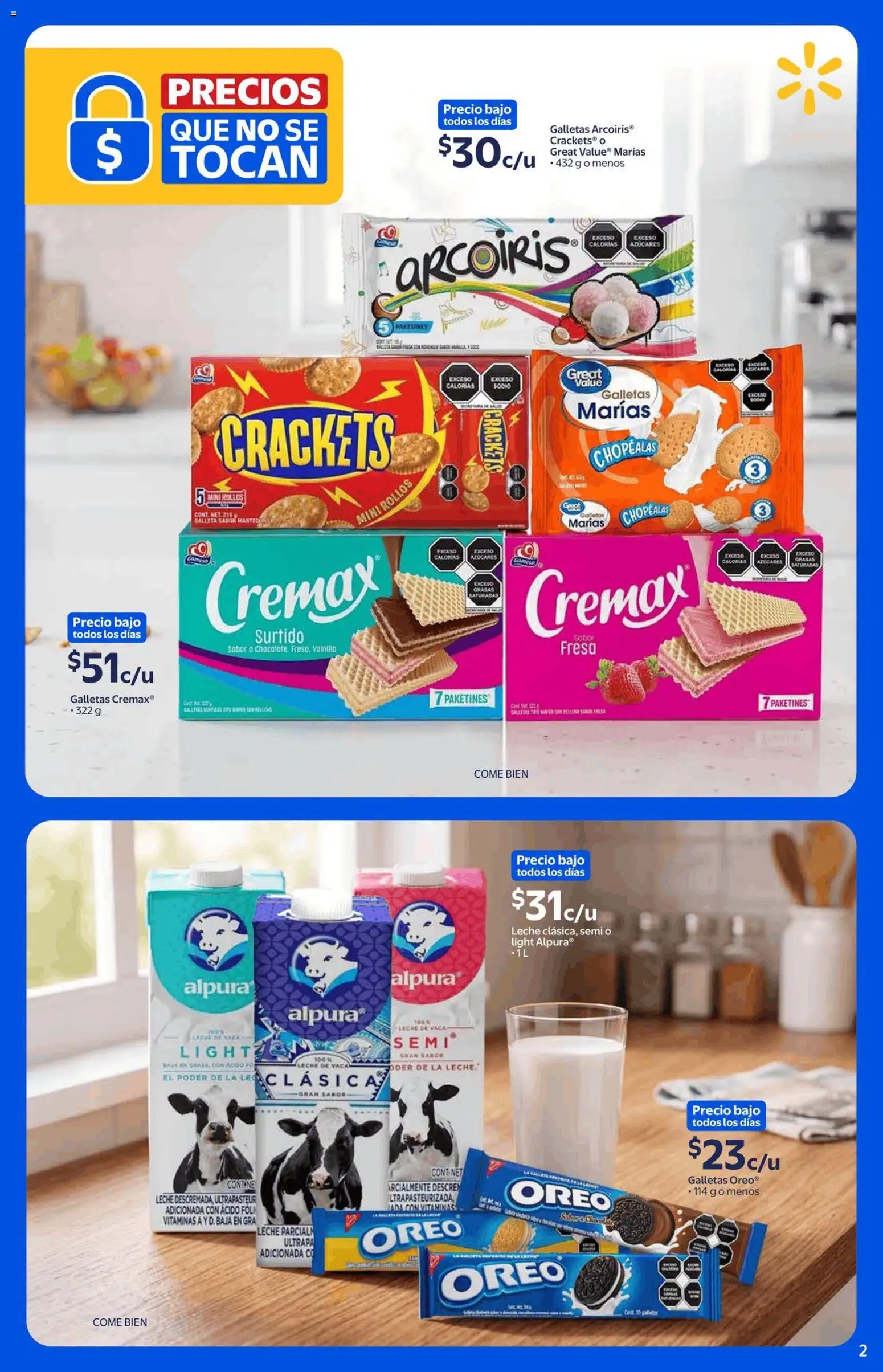 Nuevas ofertas de Walmart válidas en toda la República Mexicana desde el 21/09/2026. ¡Encuentra las mejores ofertas en Walmart folleto Precios que no se tocan! | Página: 2 | Productos: Leche, Galletas, Vitaminas, Oreo