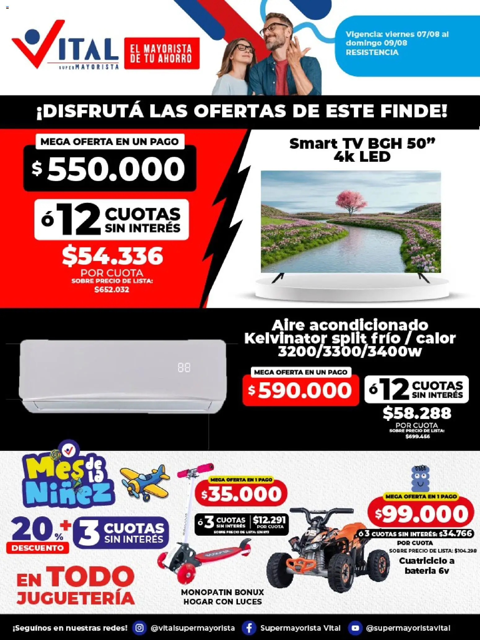 Vital - Ofertas fin Resistencia │ válido desde el 07/08/2026 | Página: 1 | Productos: Monopatin, Aire acondicionado, Sobre, Batería