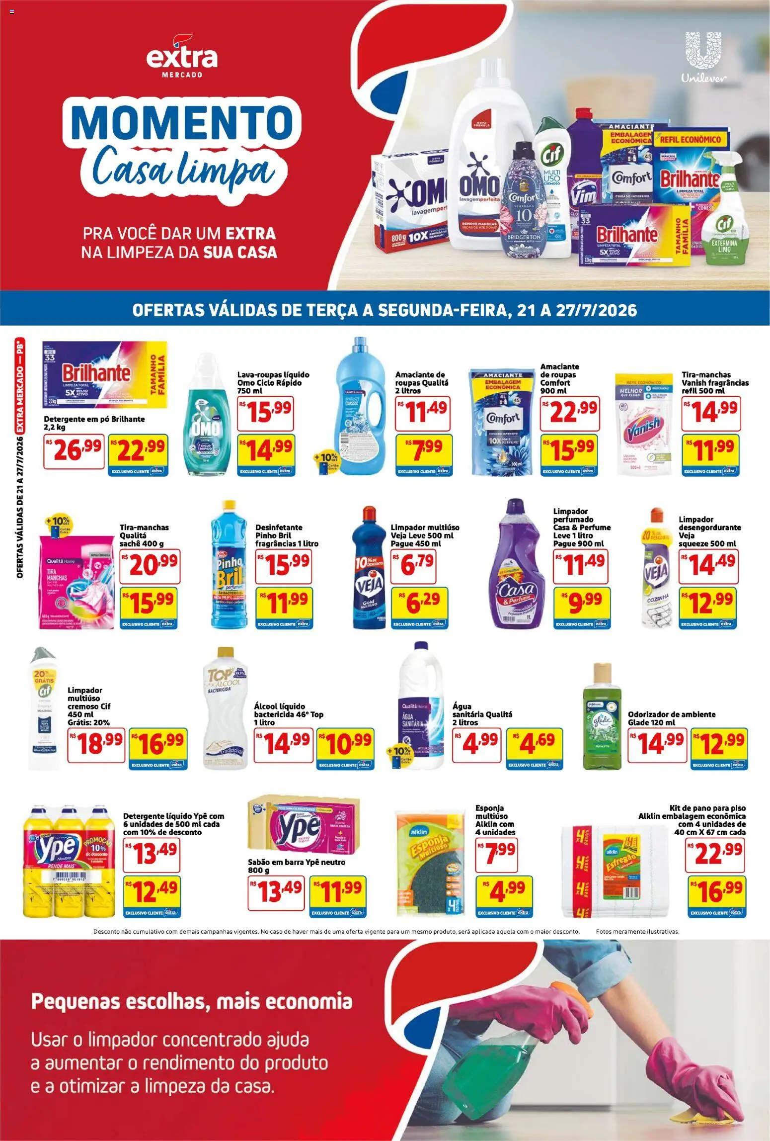Extra Folheto - válido de 21/07/2026 | Página: 2 | Produtos: Perfume, Tira manchas, Limpador multiuso, Roupas