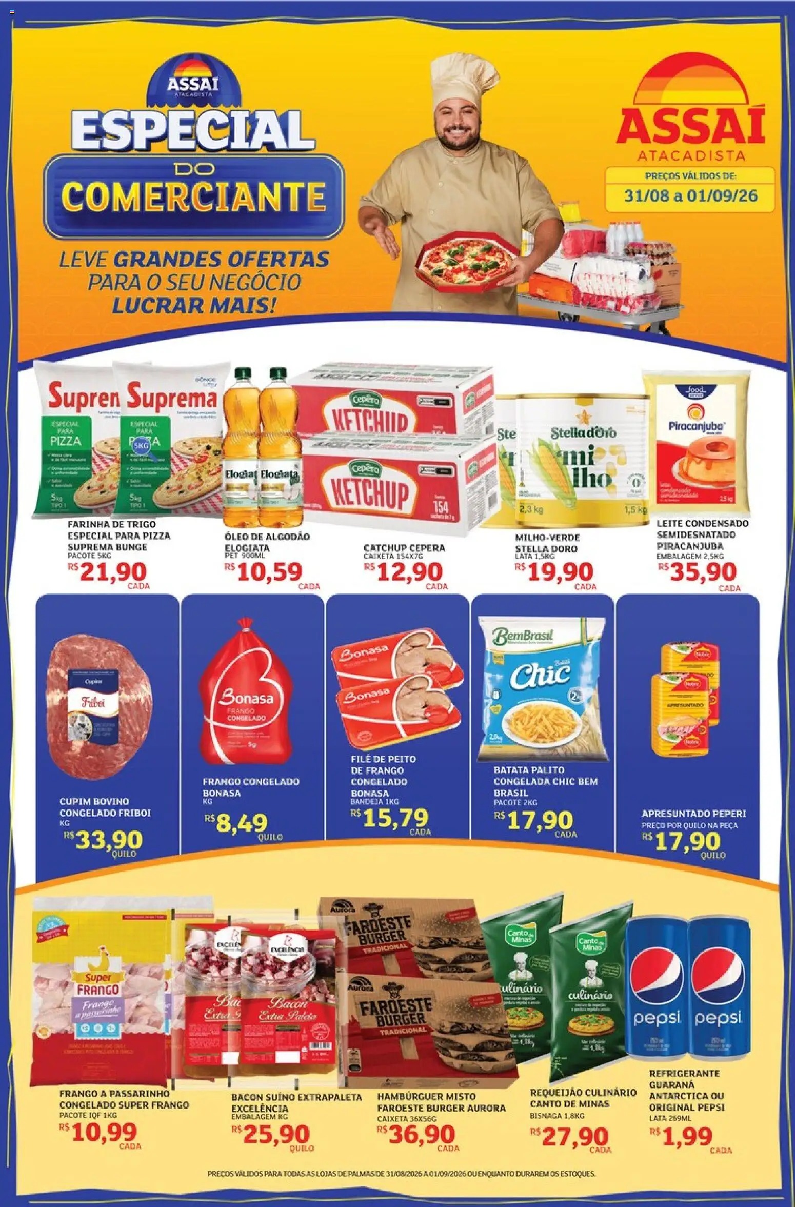 Assaí Atacadista Folheto - válido de 31/08/2026 | Página: 1 | Produtos: Pepsi, Guaraná, Leite, Algodão