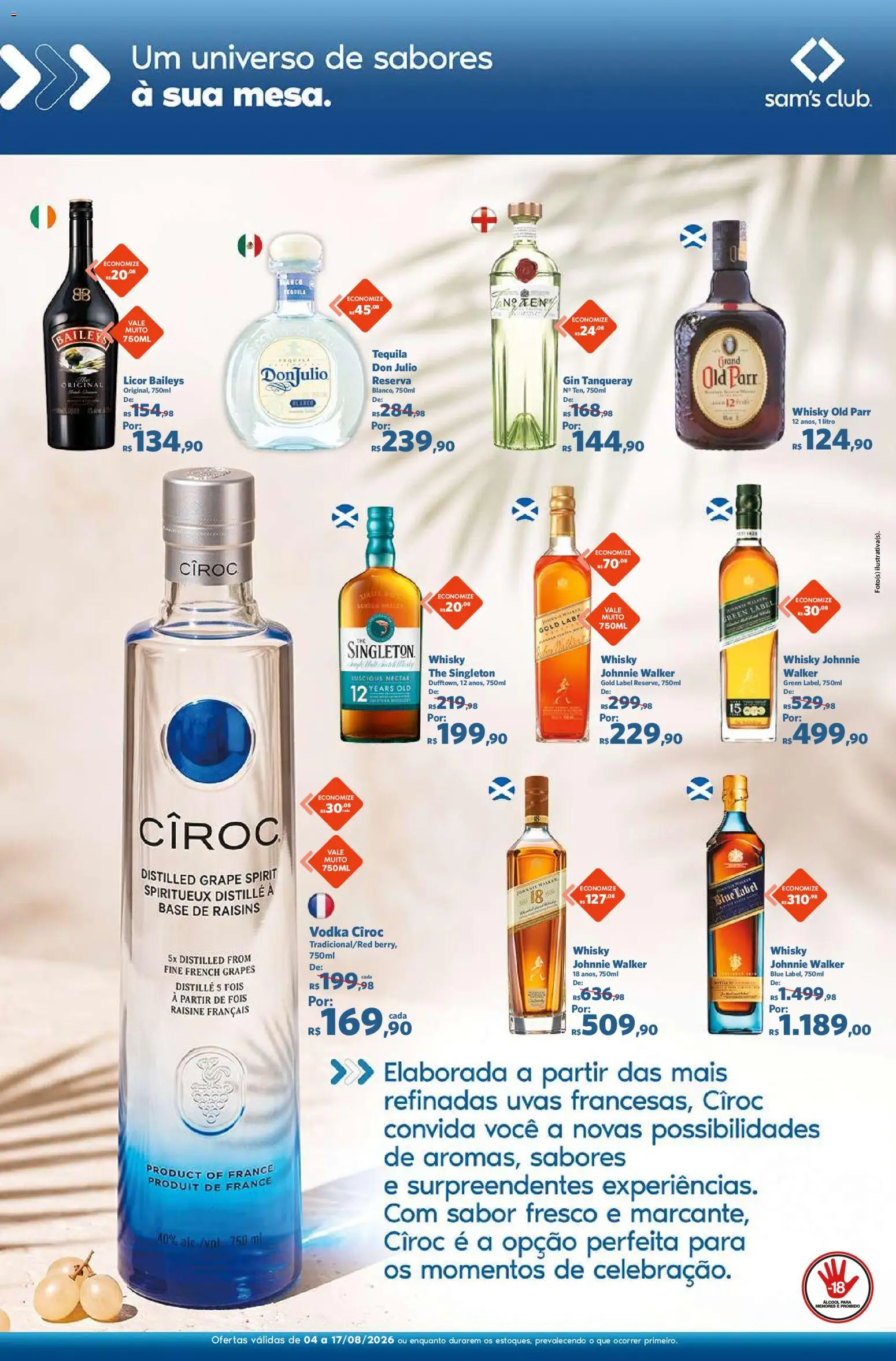 Sam's Club Folheto - válido de 04/08/2026 | Página: 2 | Produtos: Licor, Tequila, Base, Gin