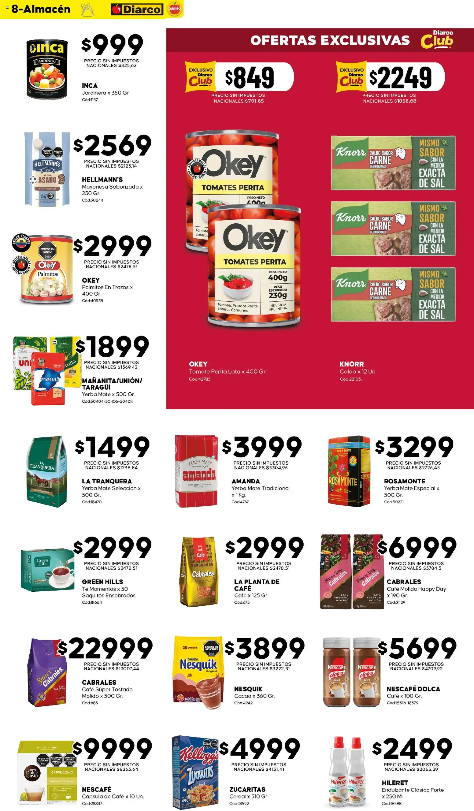 Diarco - Ofertas Barrio │ válido desde el 07/09/2026 | Página: 8 | Productos: Yerba, Mayonesa, Carne, Sal