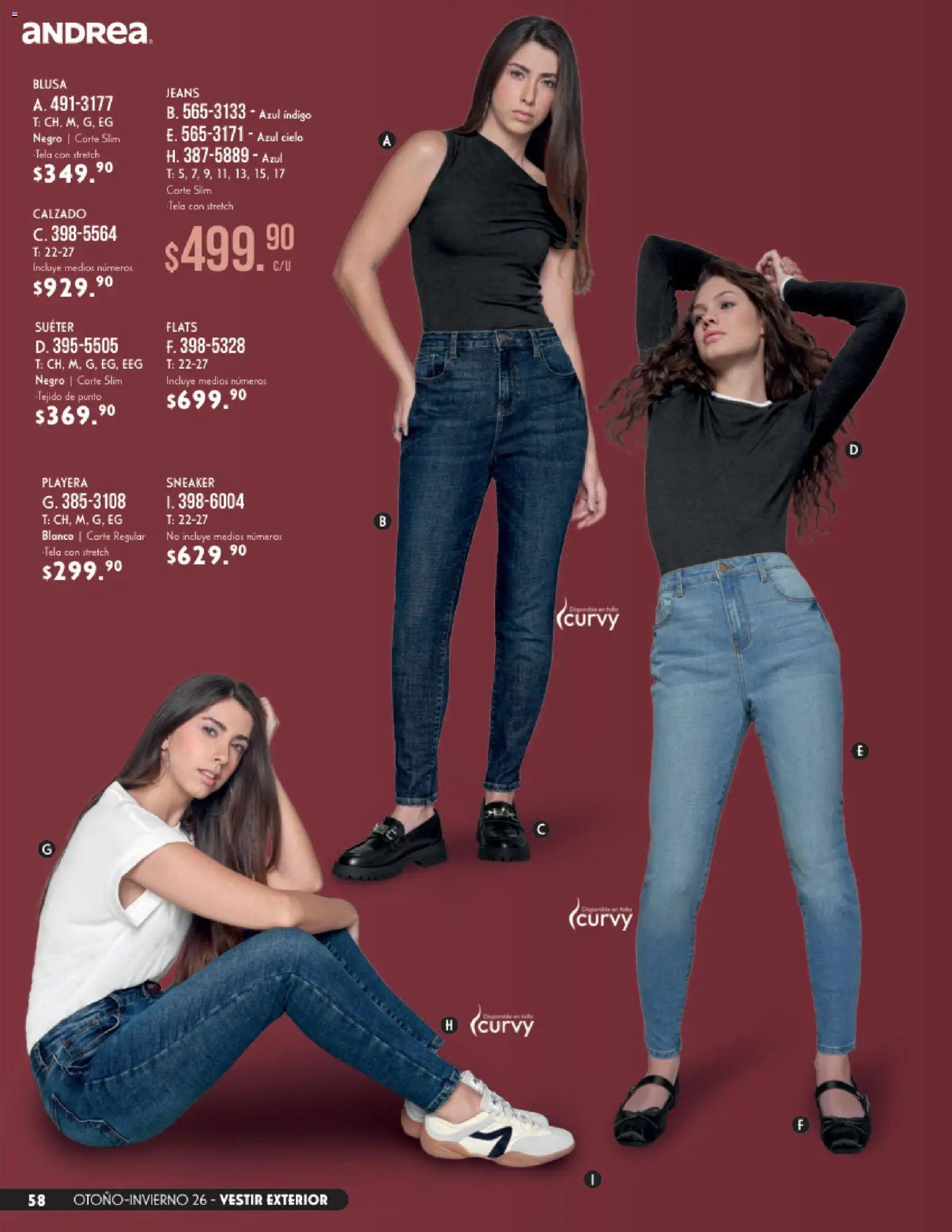 Nuevas ofertas de Andrea válidas en toda la República Mexicana desde el 23/08/2026. ¡Encuentra las mejores ofertas en Andrea catálogo Vestir! | Página: 58 | Productos: Blusa, Suéter, Playera
