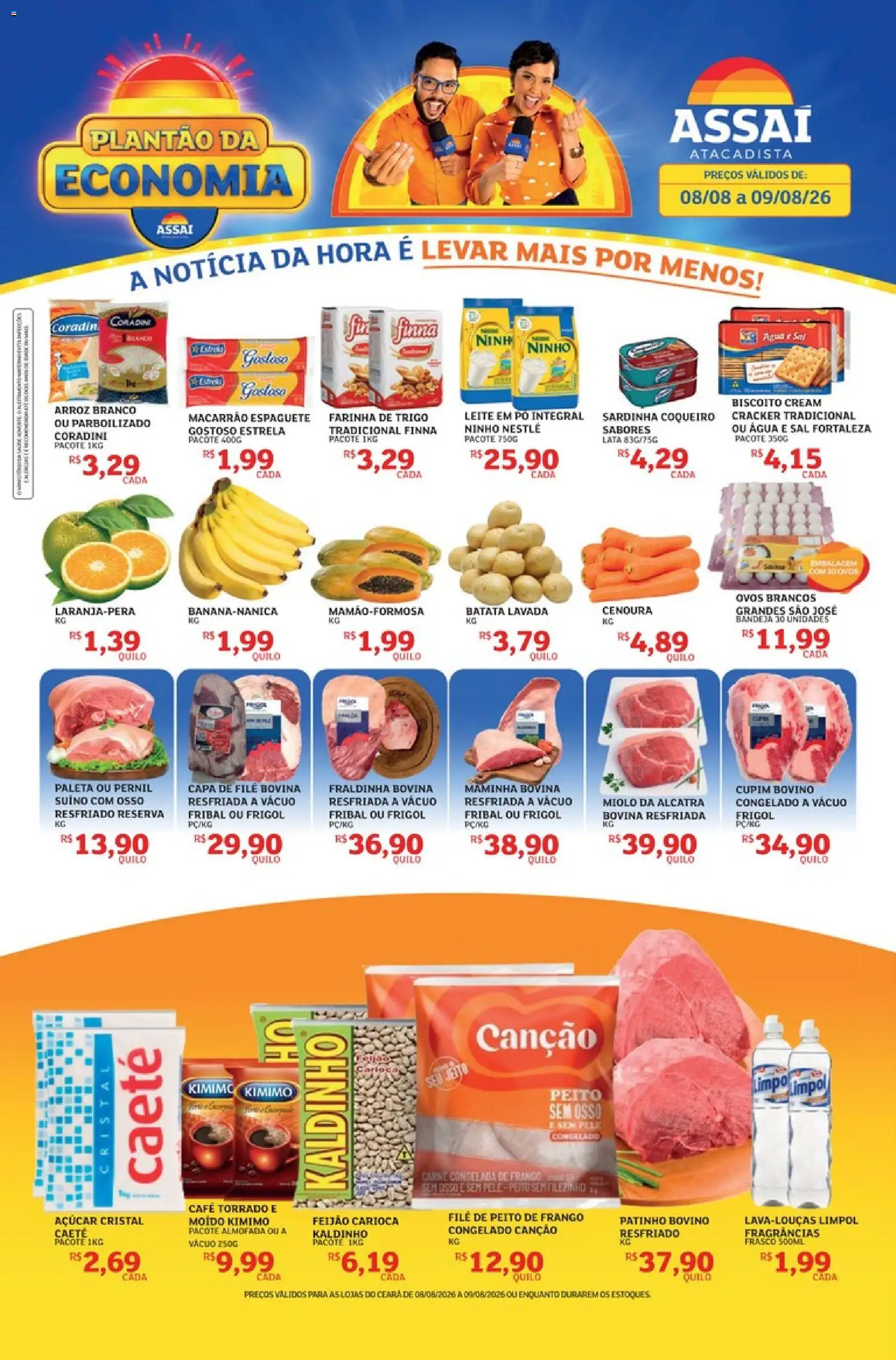 Assaí Atacadista Folheto - válido de 08/08/2026 | Página: 1 | Produtos: Almofada, Alcatra, Arroz, Macarrão