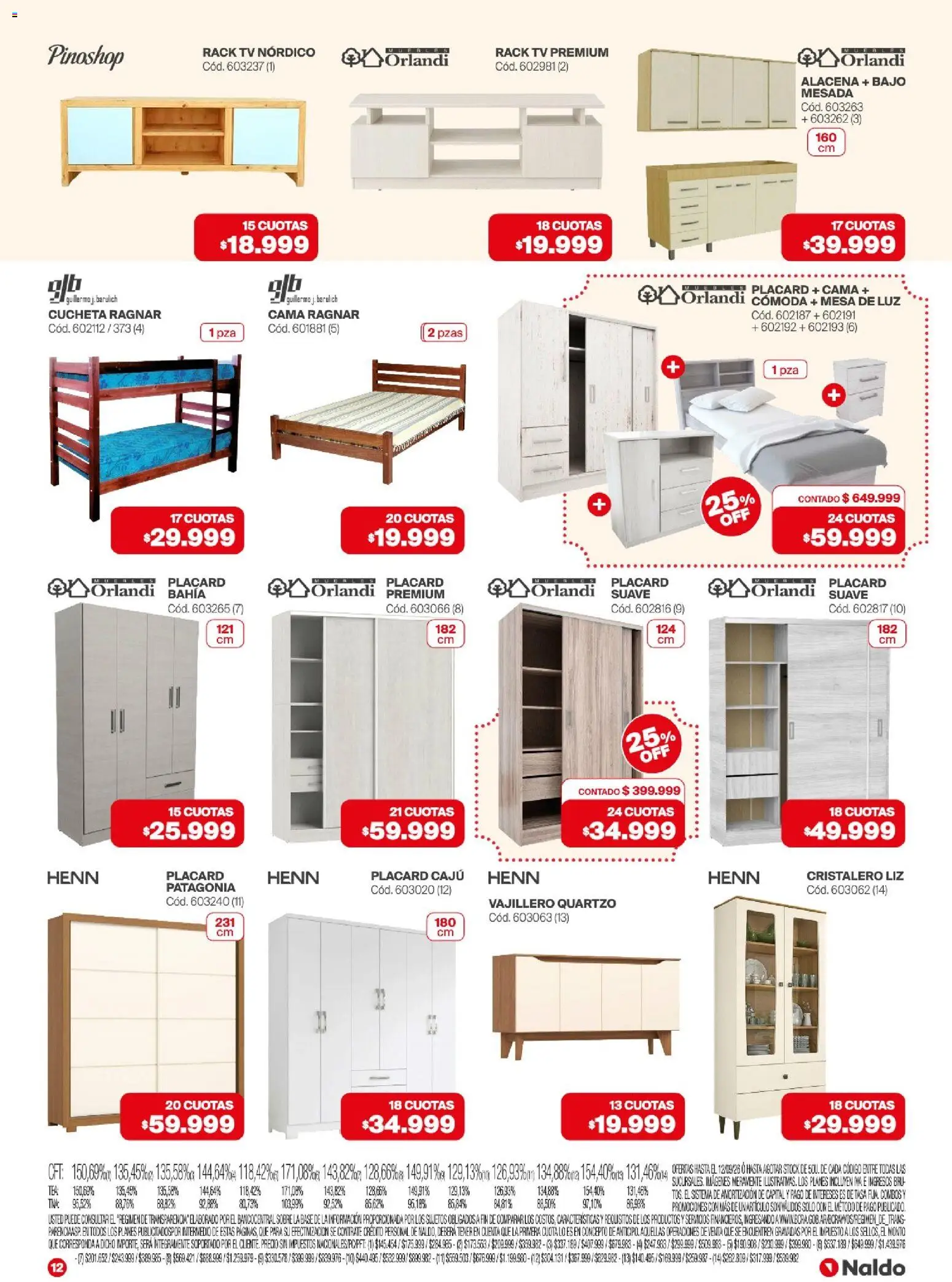 Naldo - Catálogo │ válido desde el 28/08/2026 | Página: 12 | Productos: Mesa de luz, Cucheta, Cama, Sobre