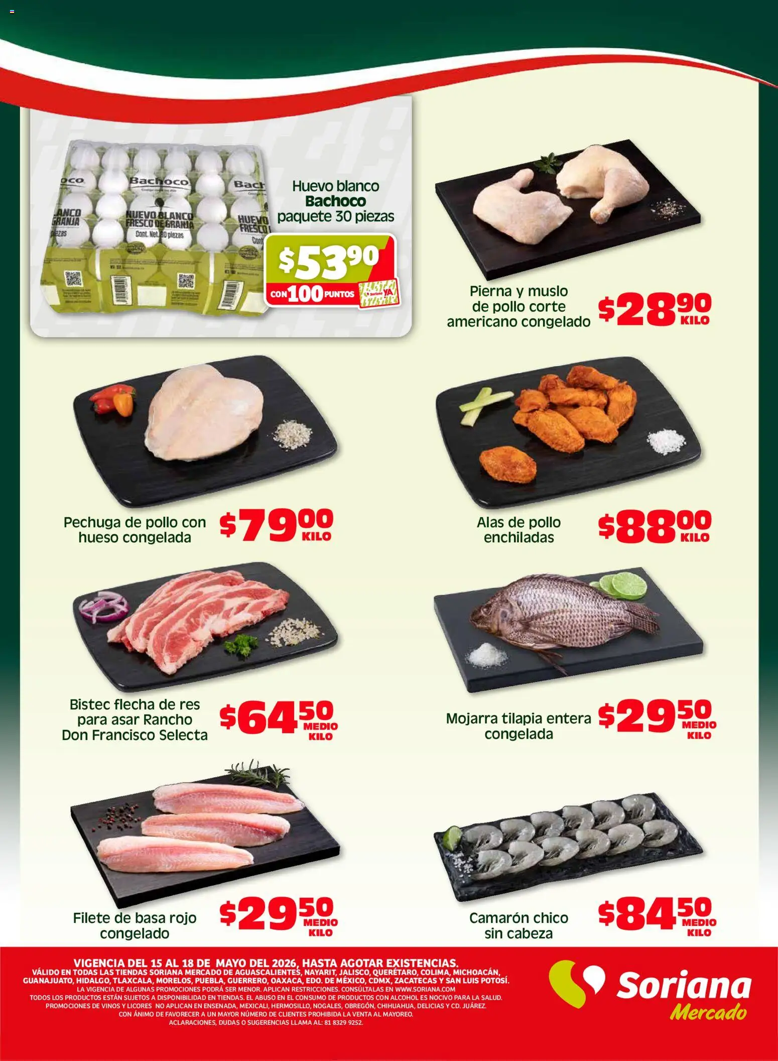 Nuevas ofertas de Soriana válidas en toda la República Mexicana desde el 15.05.2026. ¡Encuentra las mejores ofertas en Soriana Fin de Semana Mercado: Ags, Nay, Jal, Qro, Col, Mich, Gto, Hgo, Tlax, Mor, Pue, Gro, Oax, Edo. de Mex, CDMX, Zac y SLP! | Página: 2 | Productos: Pollo, Huevo, Res