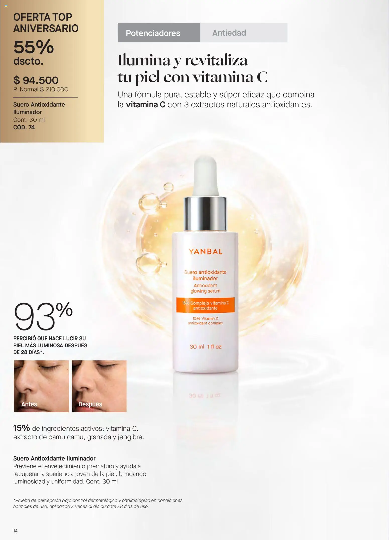 Yanbal revista - valida desde el 20/06/2026 | Página: 14 | Productos: Iluminador, Serum, Top