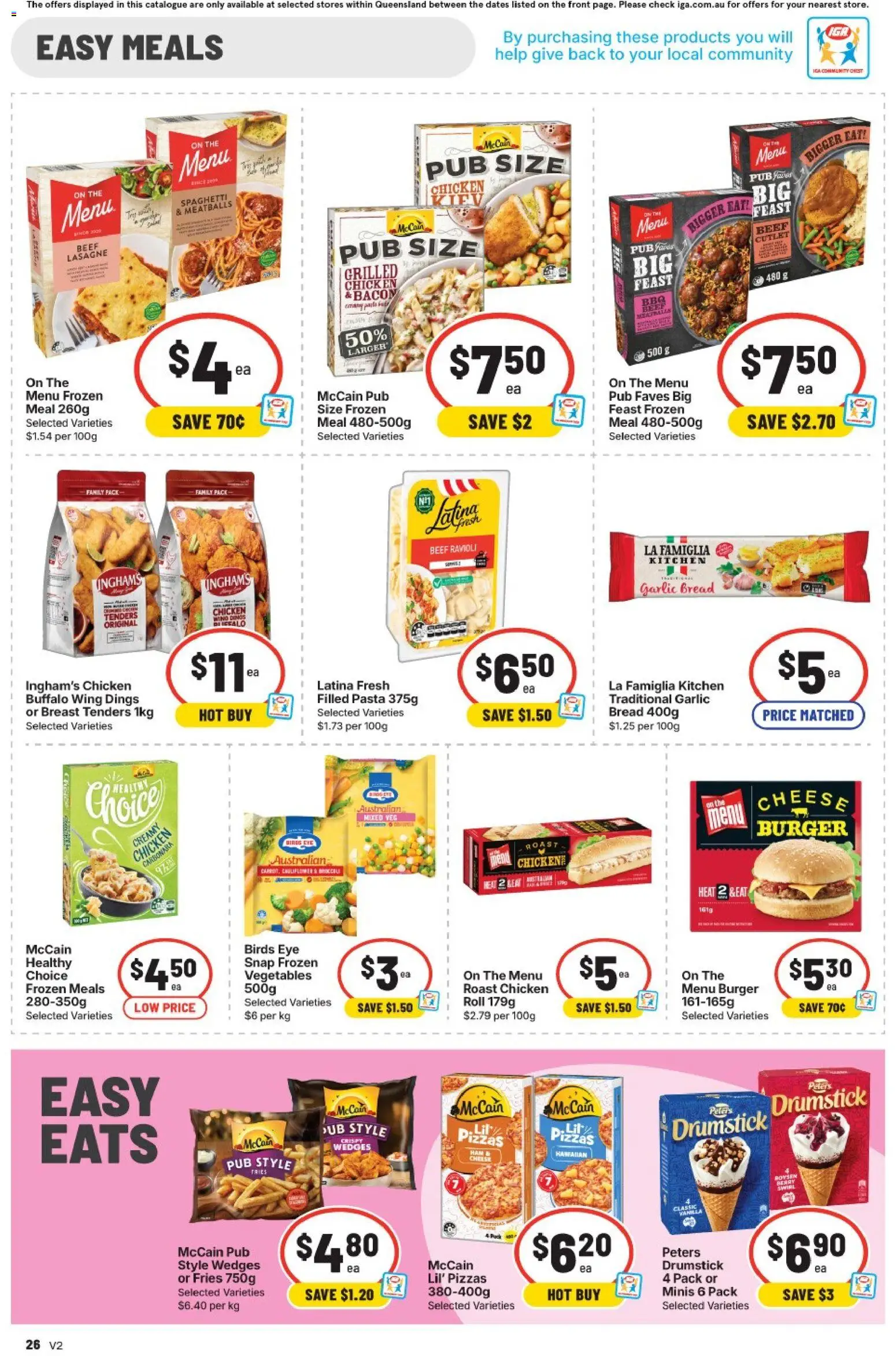 IGA catalogue - valid from 19/08/2026 | Page: 22 | Products: Fries, Chicken, Lasagne, Frozen vegetables