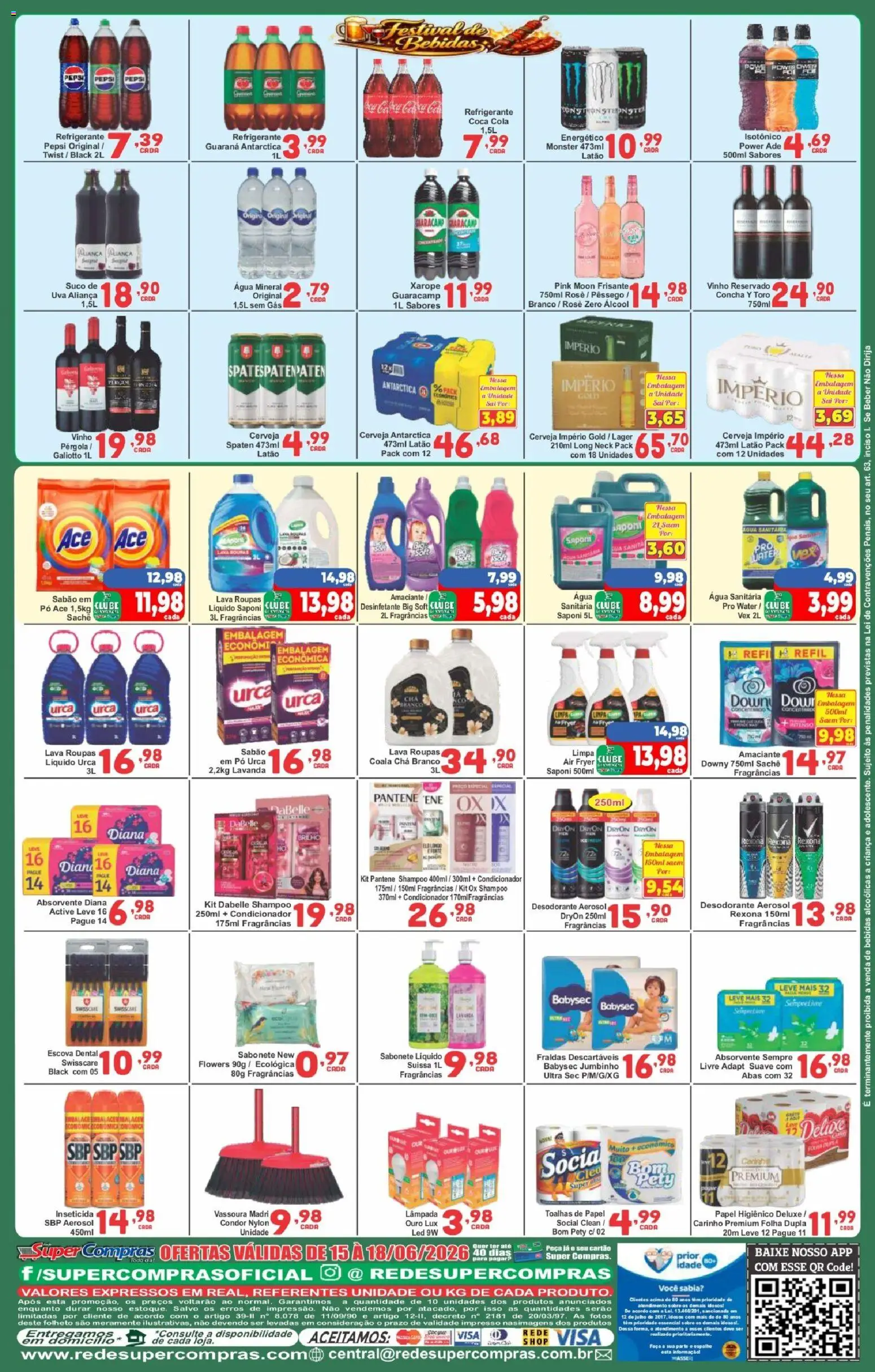 Rede Super Compras Folheto - válido de 15.06.2026 | Página: 4 | Produtos: Pêssego, Escova, Roupas, Água sanitária