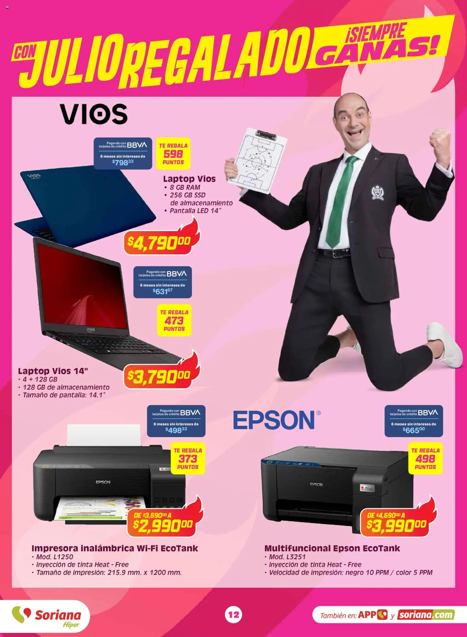 Nuevas ofertas de Soriana válidas en toda la República Mexicana desde el 03.06.2026. ¡Encuentra las mejores ofertas en Soriana Con Julio Regalado siempre ganas Híper Nacional! | Página: 11 | Productos: Impresora, Té