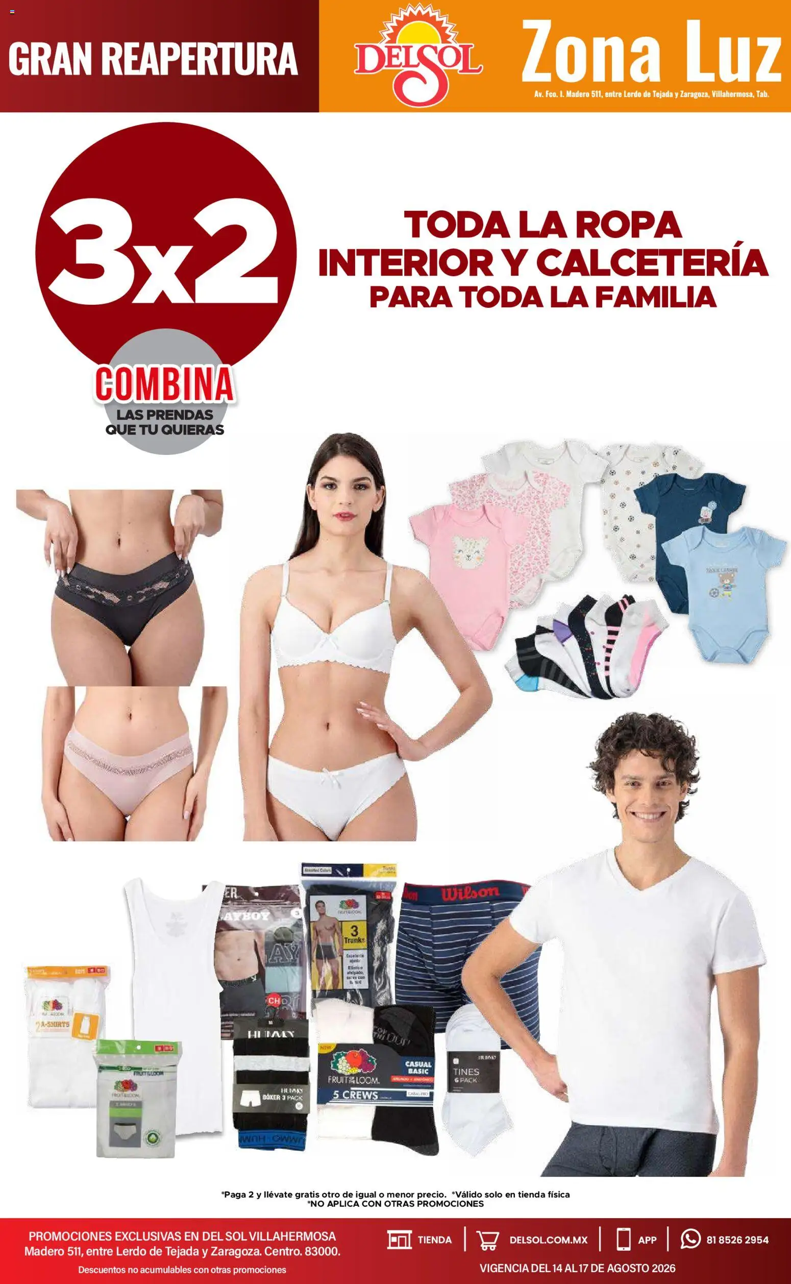 Nuevas ofertas de Del Sol y Woolworth válidas en toda la República Mexicana desde el 14/08/2026. ¡Encuentra las mejores ofertas en Del Sol y Woolworth katalog 4 Días de Grandes Promociones! | Página: 4 | Productos: Ropa, Ropa interior