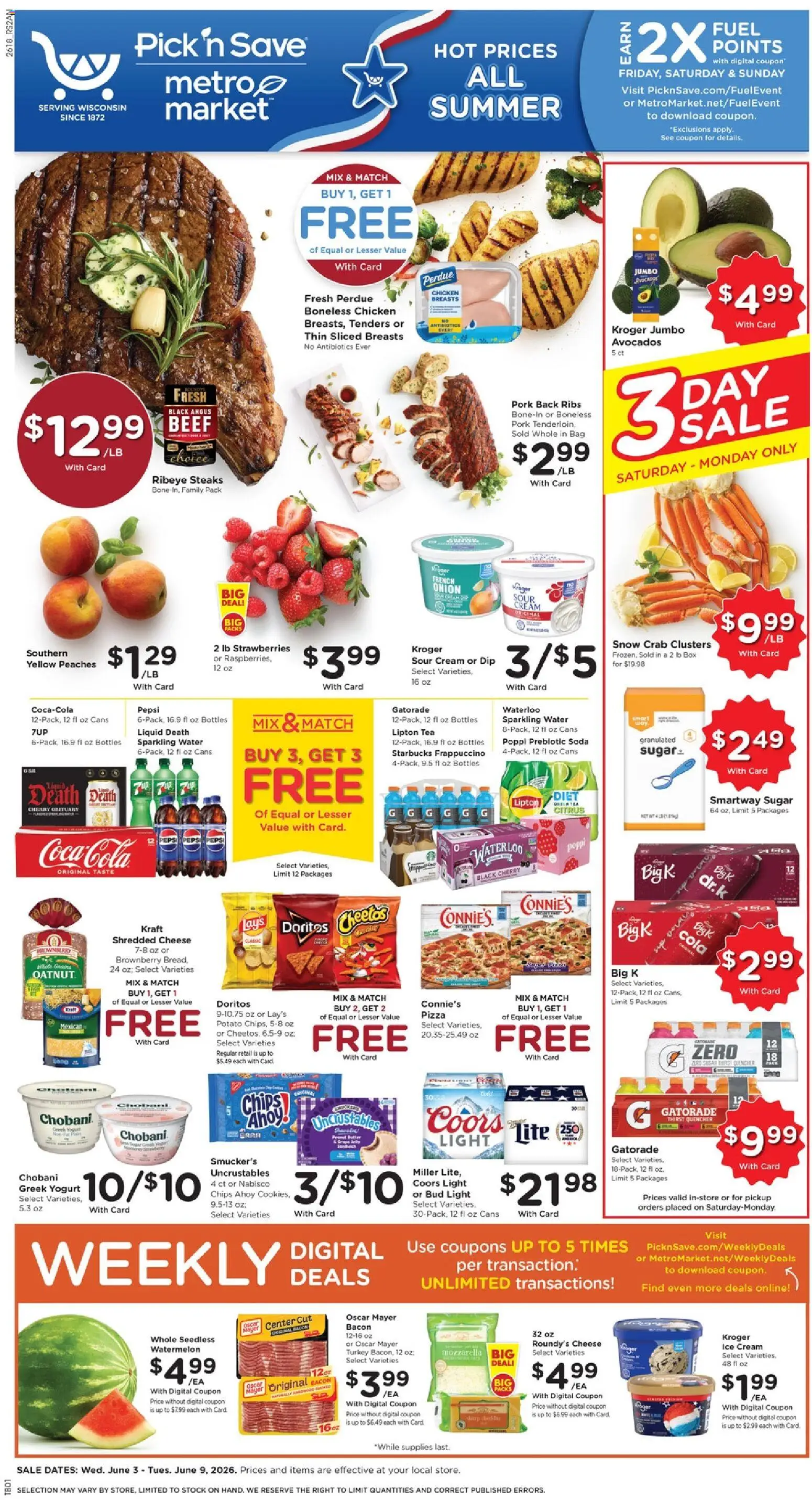 Pick ‘n Save Weekly Ad - valid from 03.06.2026 | Page: 1 | Products: Box, Strawberries, Cream, Sugar