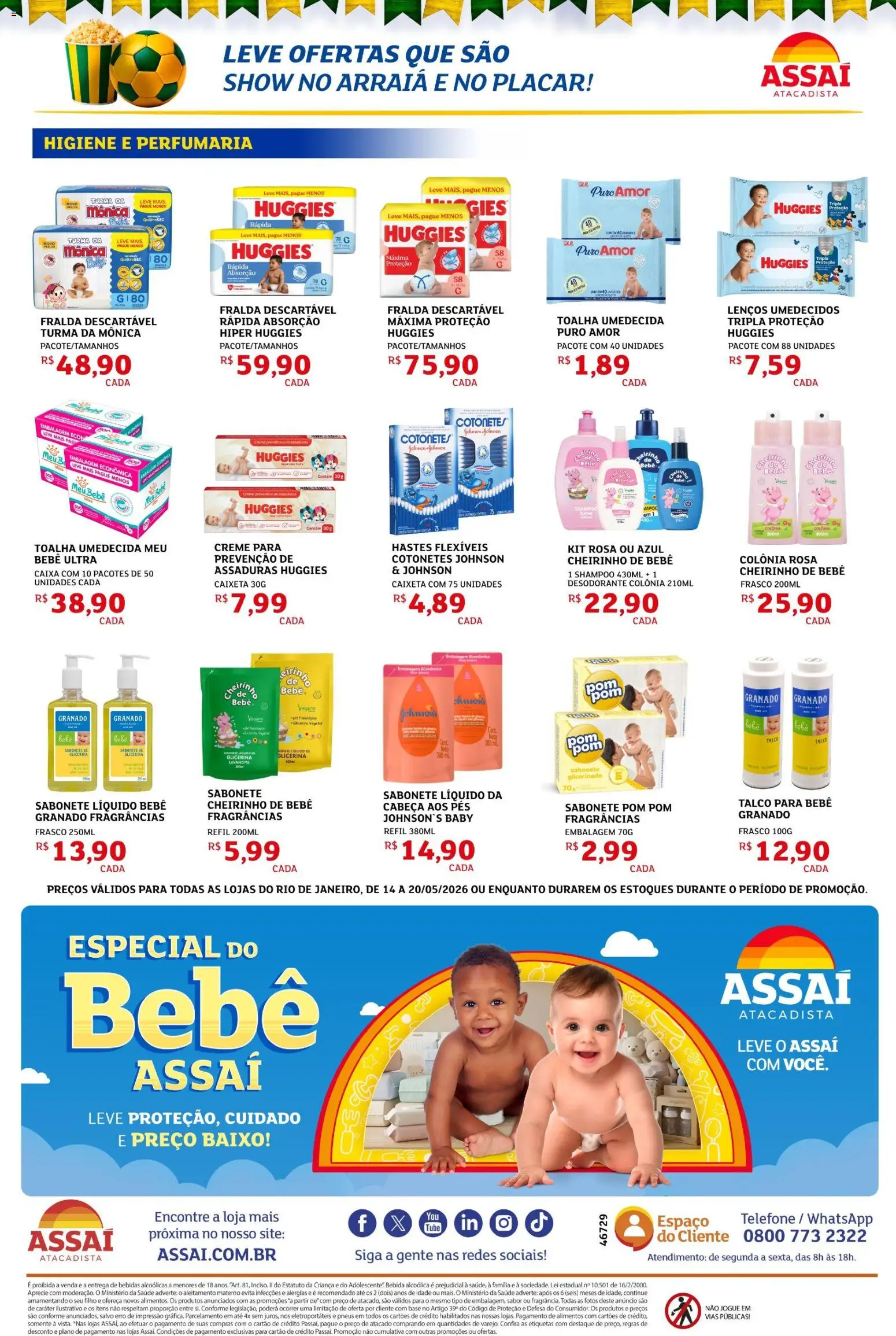 Assaí Atacadista Folheto - válido de 14.05.2026 | Página: 4 | Produtos: Talco, Caixa, Sabonete, Baixo