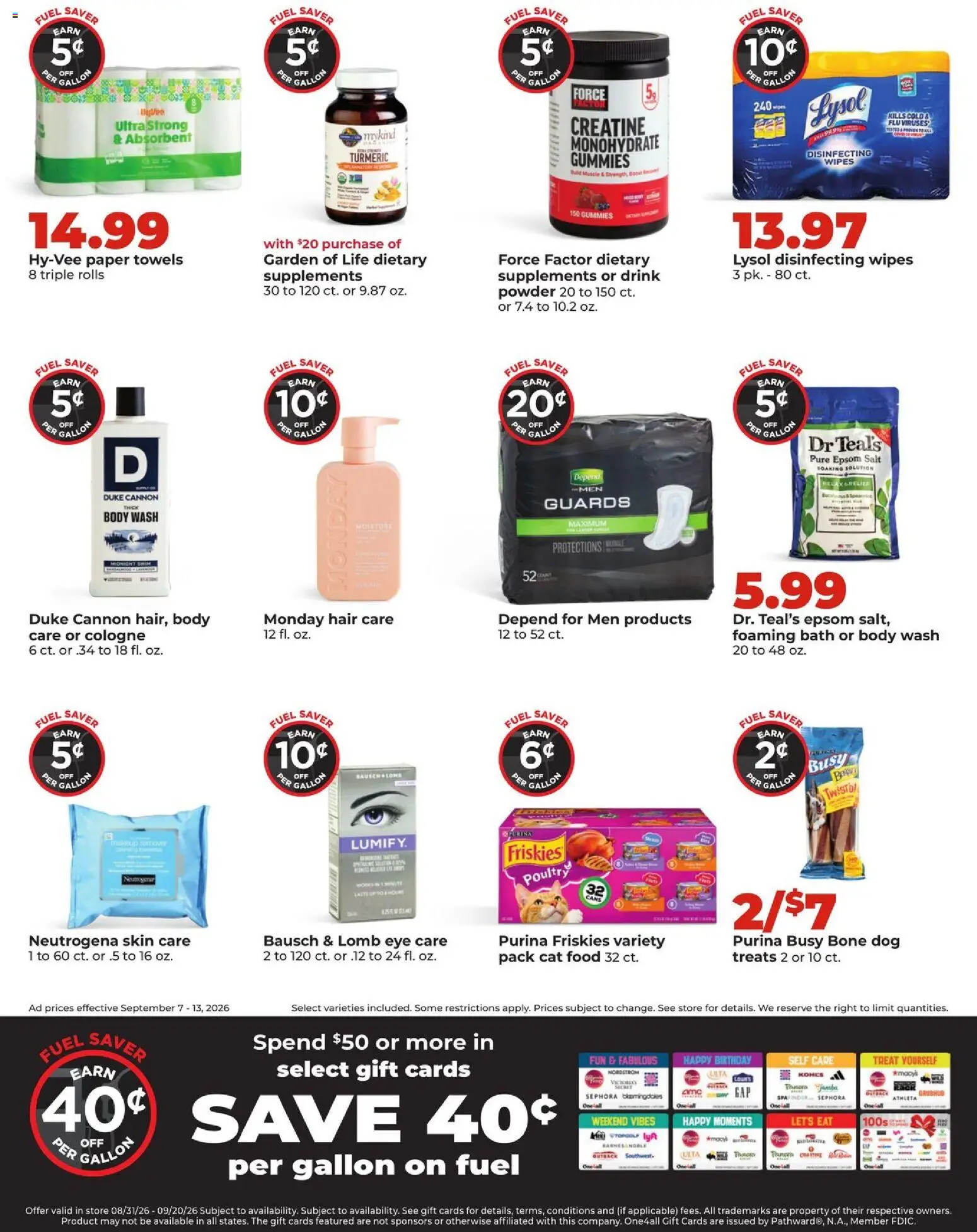 HyVee Weekly Ad - valid from 09/07/2026 | Page: 10 | Products: Turmeric, Creatine, Bath, Body Wash