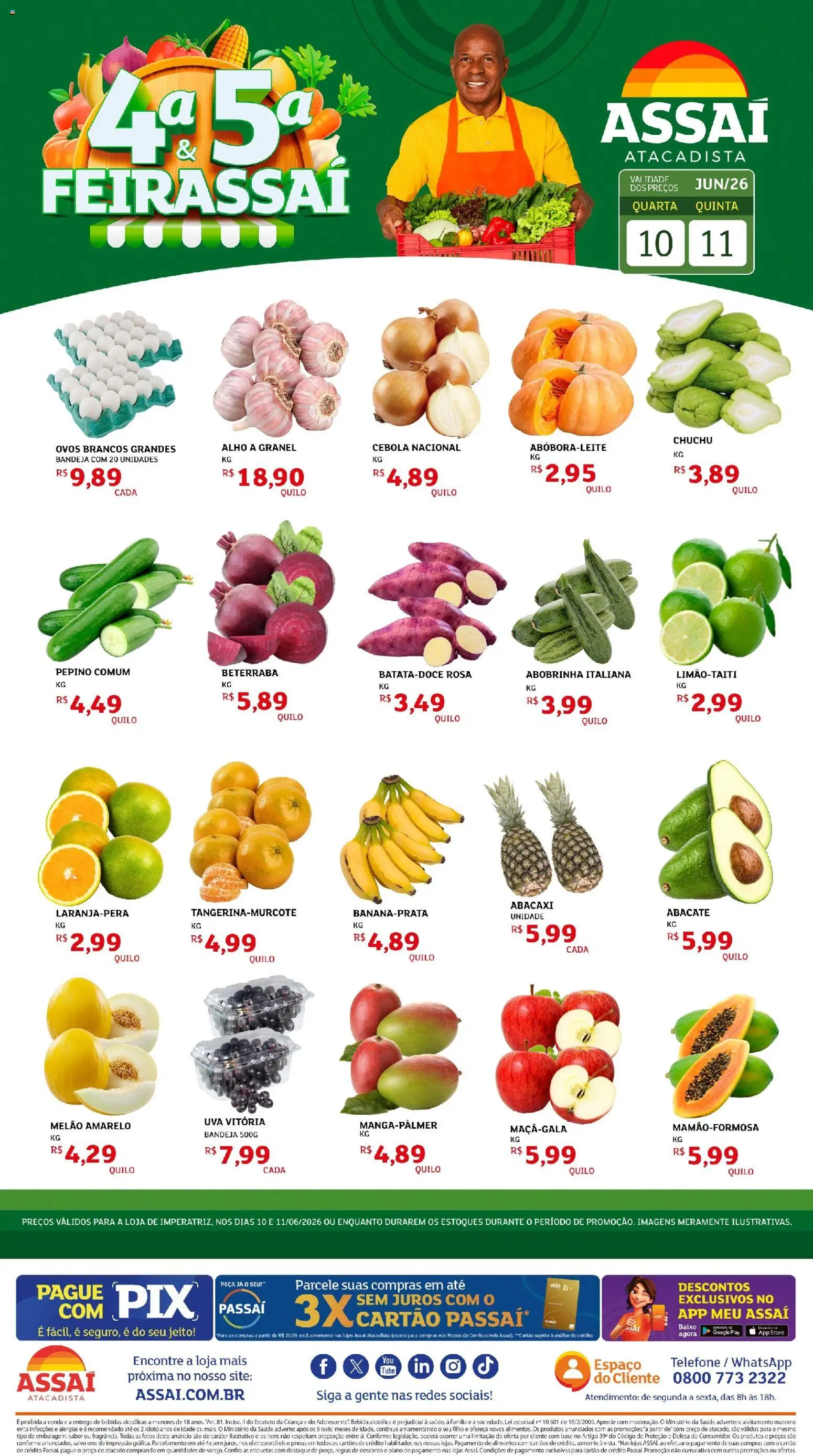 Assaí Atacadista Folheto - válido de 10.06.2026 | Página: 1 | Produtos: Pneus, Base, Abacaxi, Bandeja