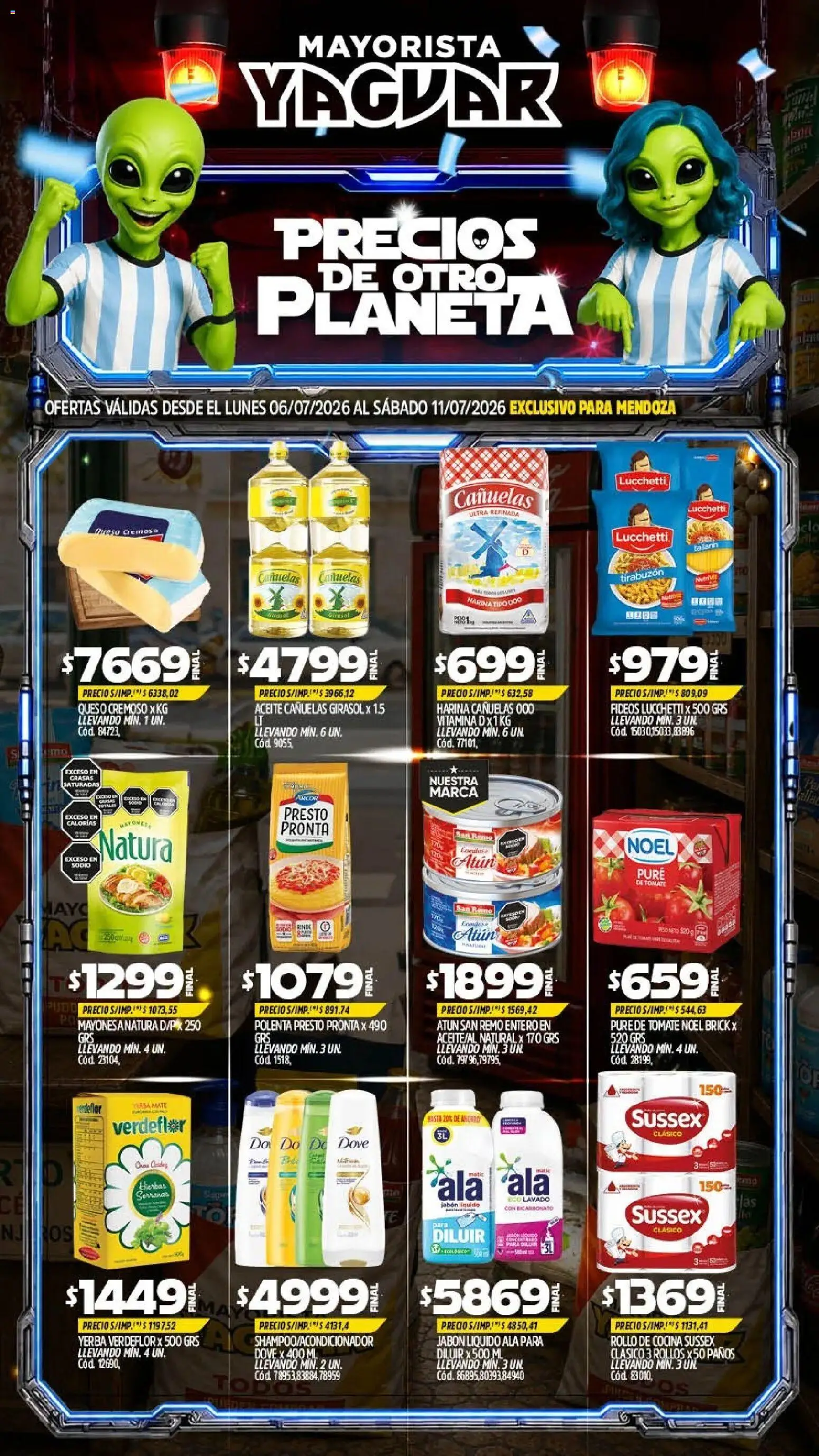 Yaguar - Oferta Semanal Mendoza │ válido desde el 06/07/2026 | Página: 1 | Productos: Cocina, Aceite, Jabón líquido, Polenta