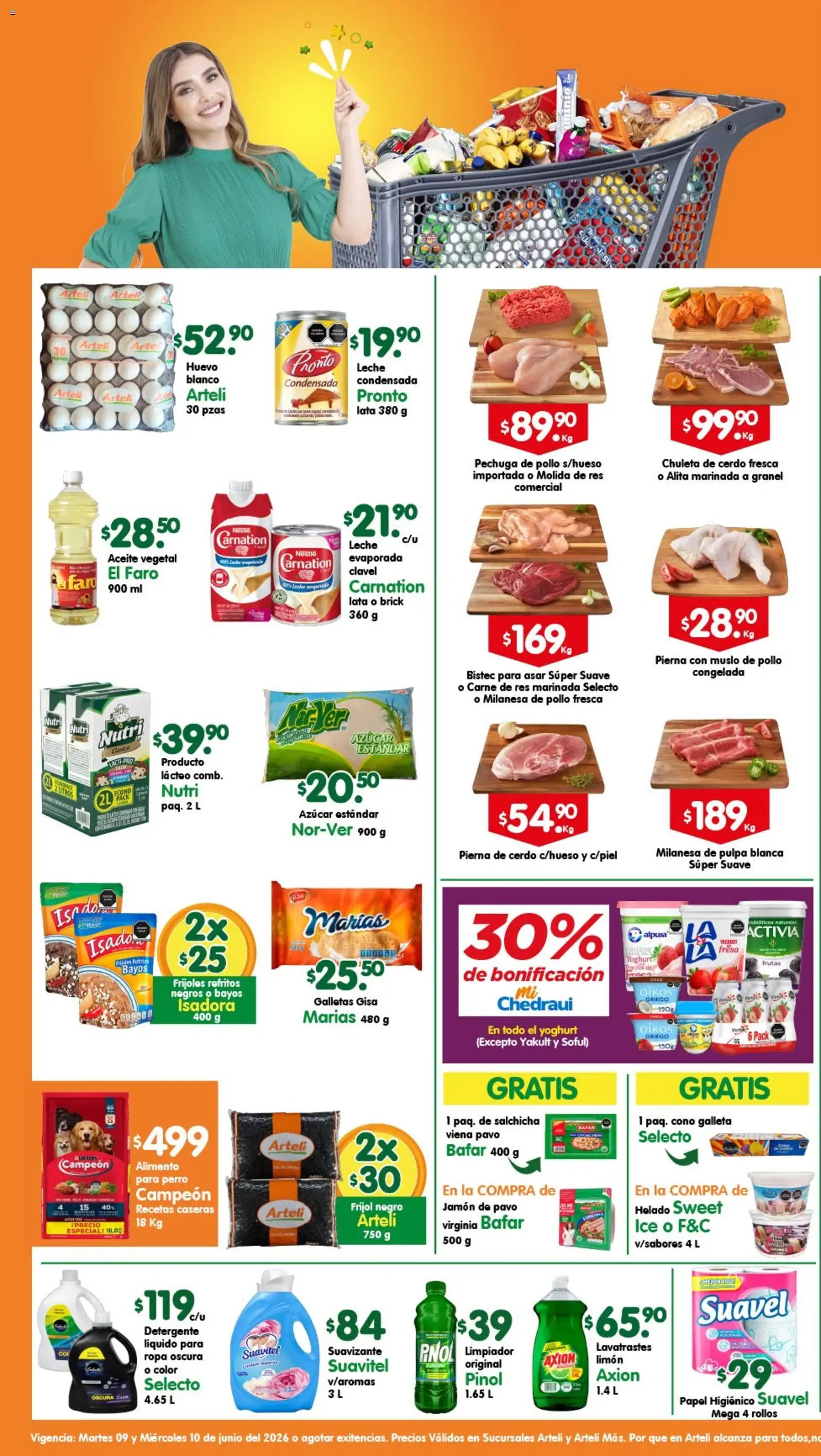 Nuevas ofertas de Arteli válidas en toda la República Mexicana desde el 09.06.2026. ¡Encuentra las mejores ofertas en Arteli folleto Valles! | Página: 1 | Productos: Milanesa, Huevo, Limón, Aceite