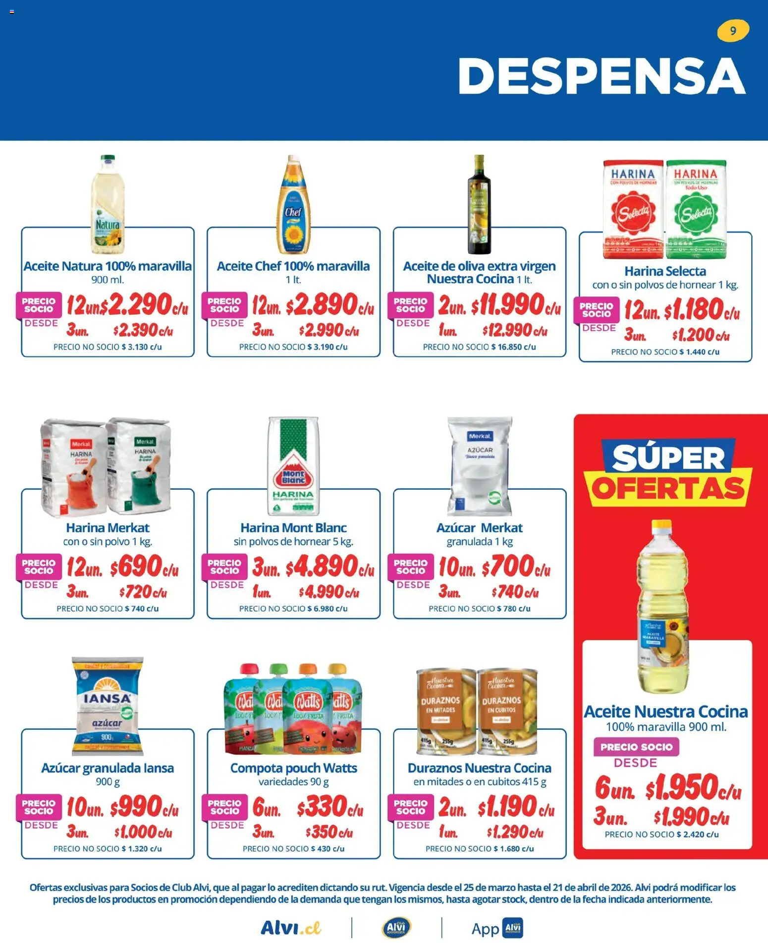 Alvi ofertas  │ válido desde el 25.03.2026 | Página: 9 | Productos: Oliva, Cocina, Harina, Azucar