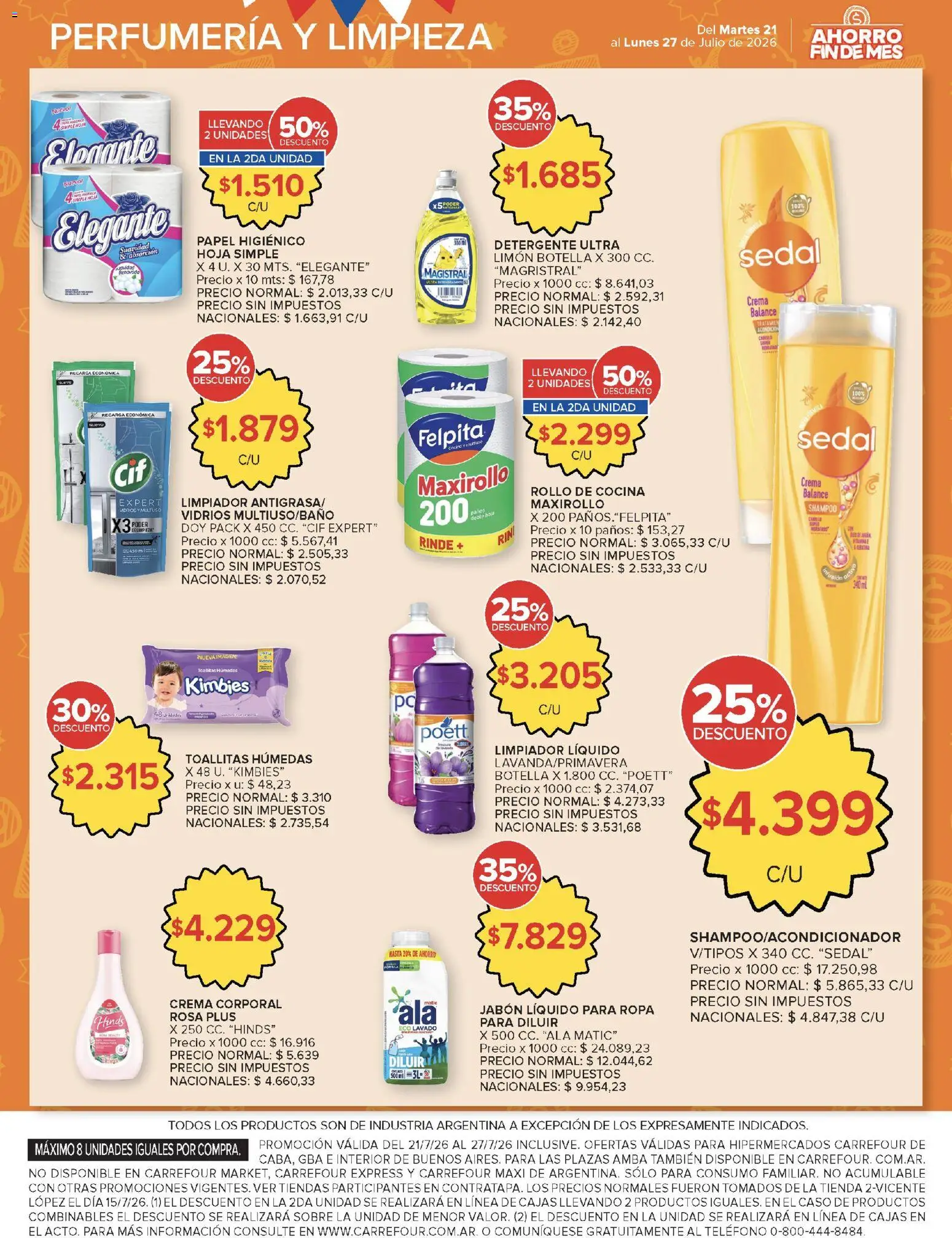 Carrefour ofertas │ válido desde el 21/07/2026 | Página: 48 | Productos: Teléfono, Botella, Cocina, Toallitas húmedas