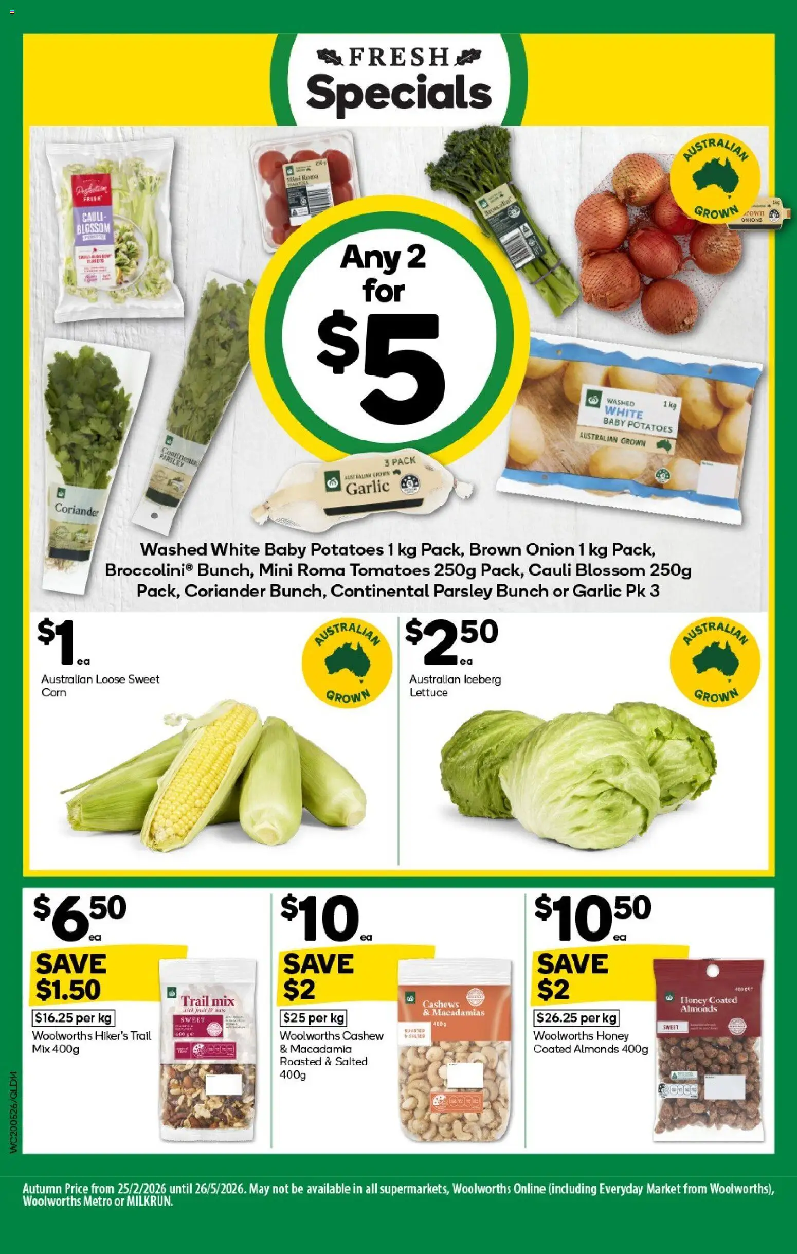 Woolworths catalogue - valid from 20.05.2026 | Page: 14 | Products: Almonds, Honey, Lettuce, Onions