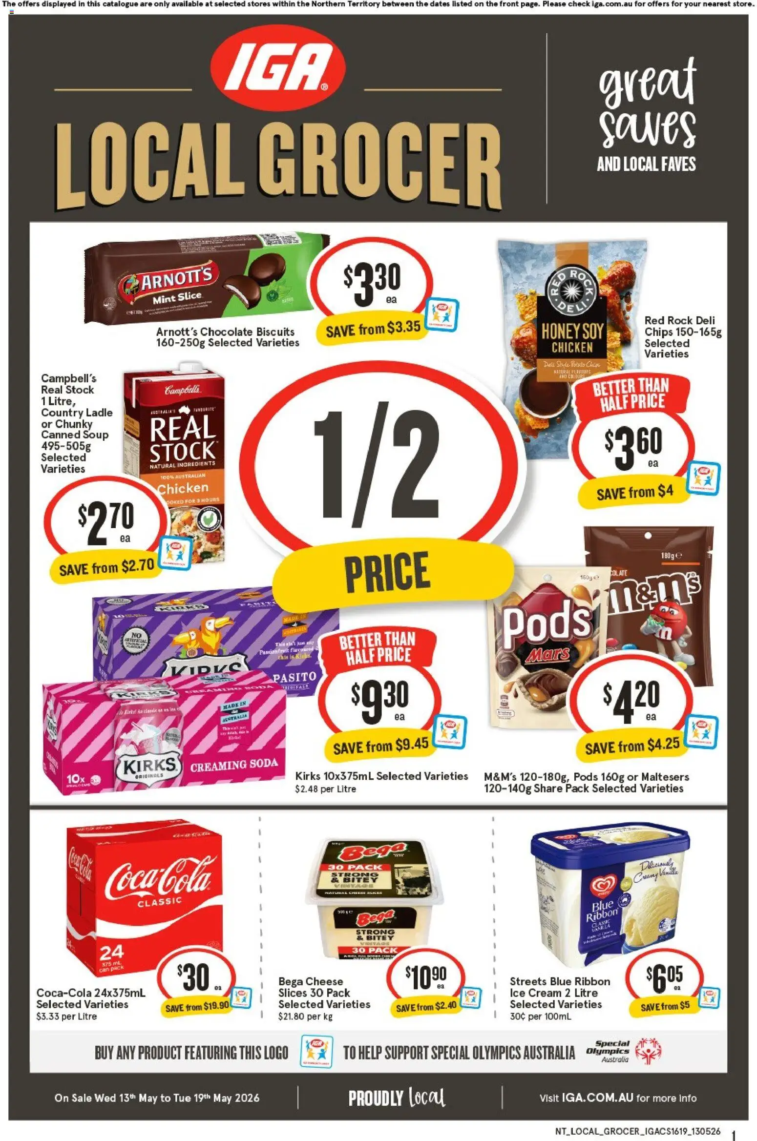 IGA catalogue - valid from 13.05.2026 | Page: 1 | Products: Chicken, Chips, Cream, Soup