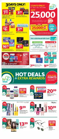 Preview of Rexall weekly flyer / circulaire from shop Rexall valid from Jul 3, 2026 | Page: 3 | Products: Mascara, Eggs, Bread, Briefs