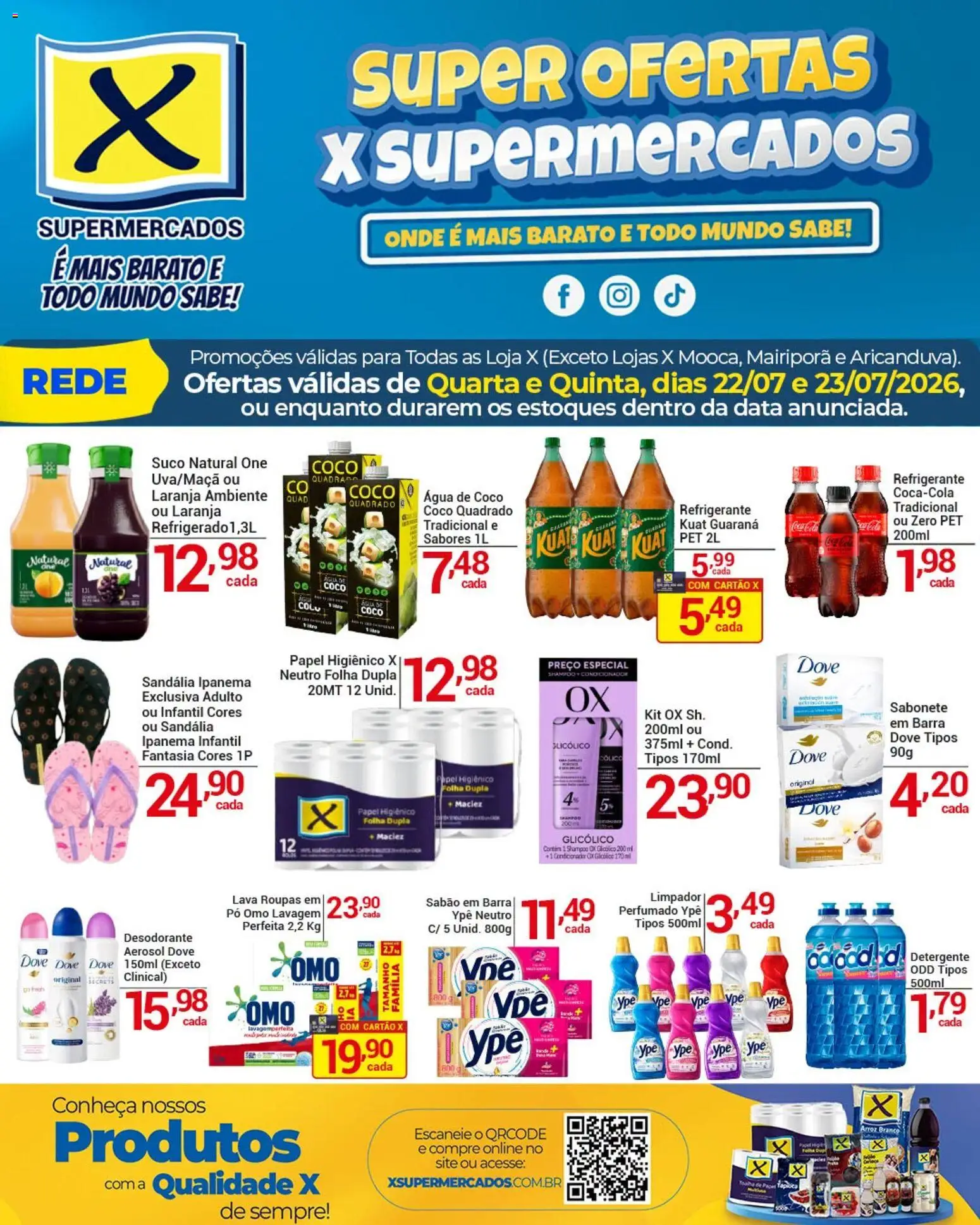 X Supermercados Folheto - válido de 22/07/2026 | Página: 3 | Produtos: Coco, Shampoo, Sabão em barra, Água de coco