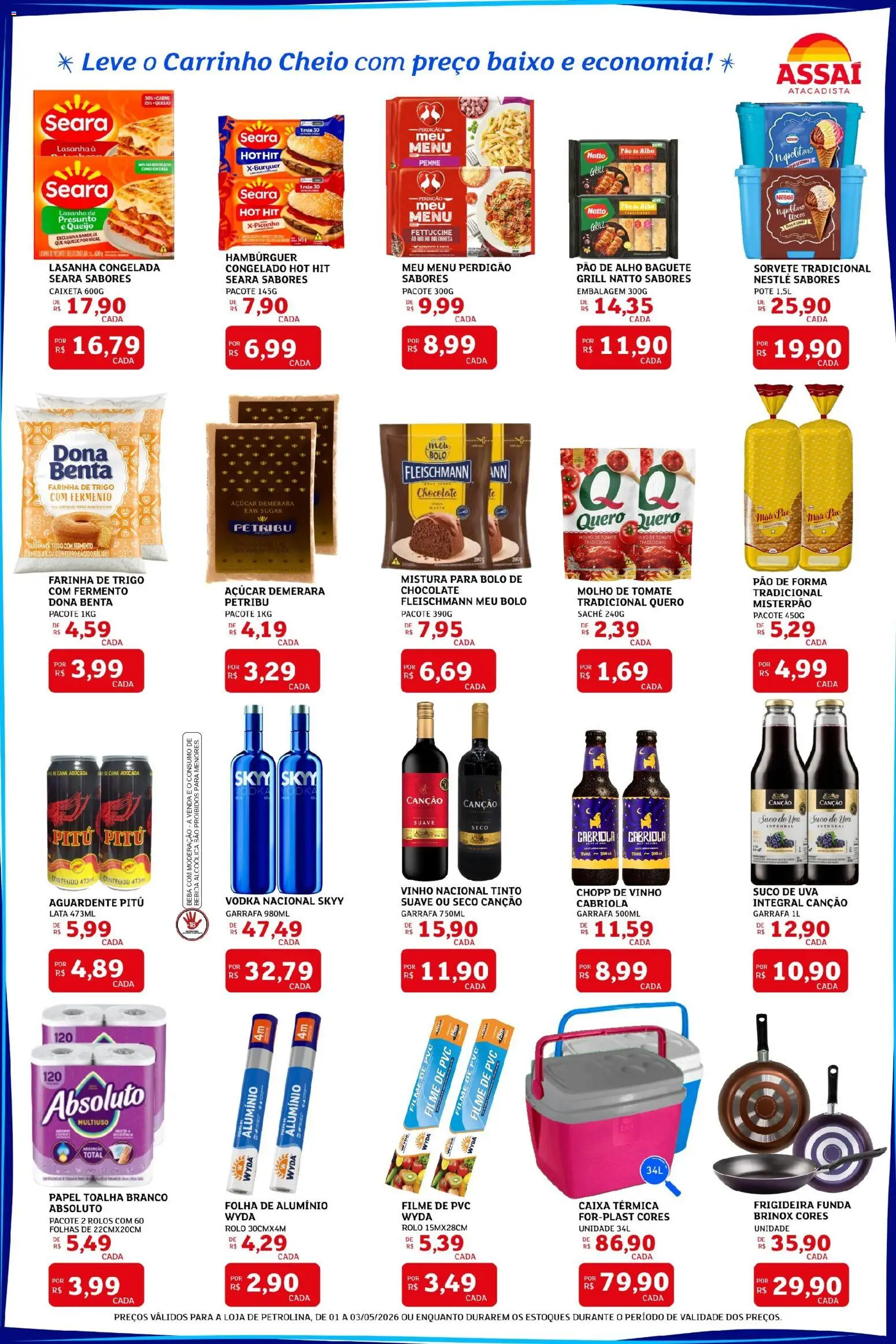 Assaí Atacadista Folheto - válido de 01.05.2026 | Página: 2 | Produtos: Frigideira, Caixa, Suco, Mistura para bolo