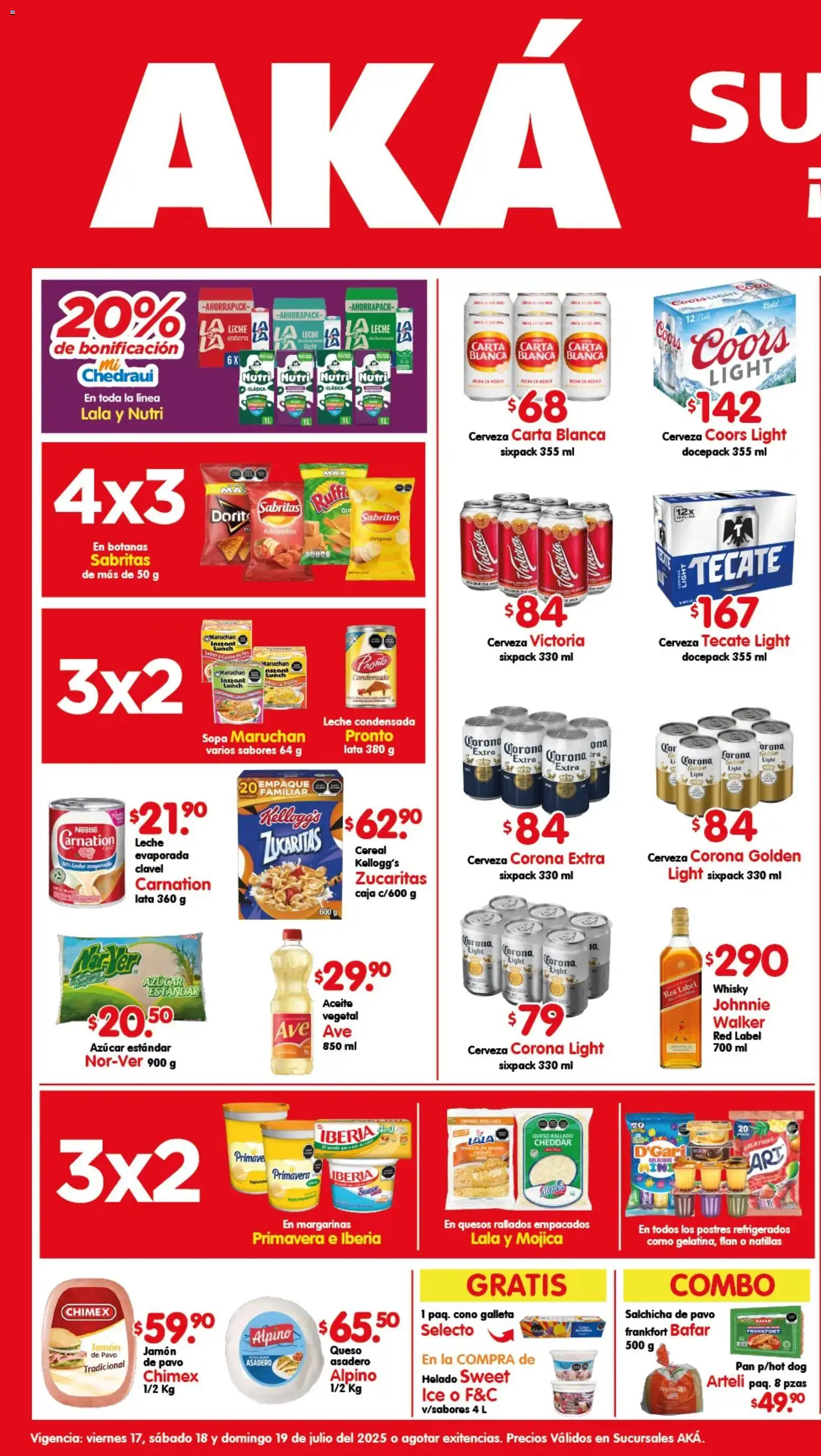 Nuevas ofertas de Arteli válidas en toda la República Mexicana desde el 17/07/2026. ¡Encuentra las mejores ofertas en Arteli folleto Aká Superbodegas! | Página: 1 | Productos: Azúcar, Leche, Cerveza, Caja