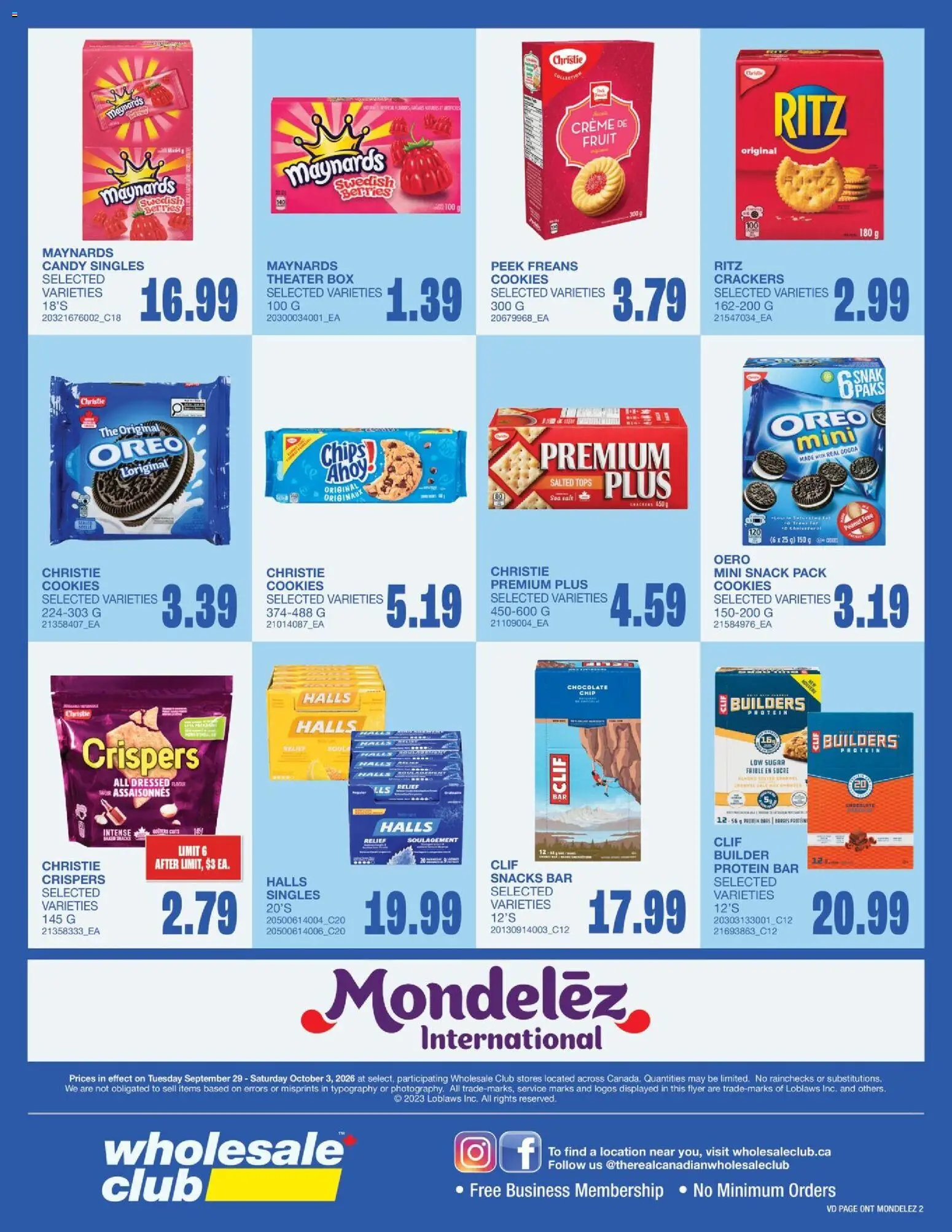 Wholesale Club flyer valid from Oct 1, 2026 | Page: 8 | Products: Protein bar, Box, Chocolate, Protein