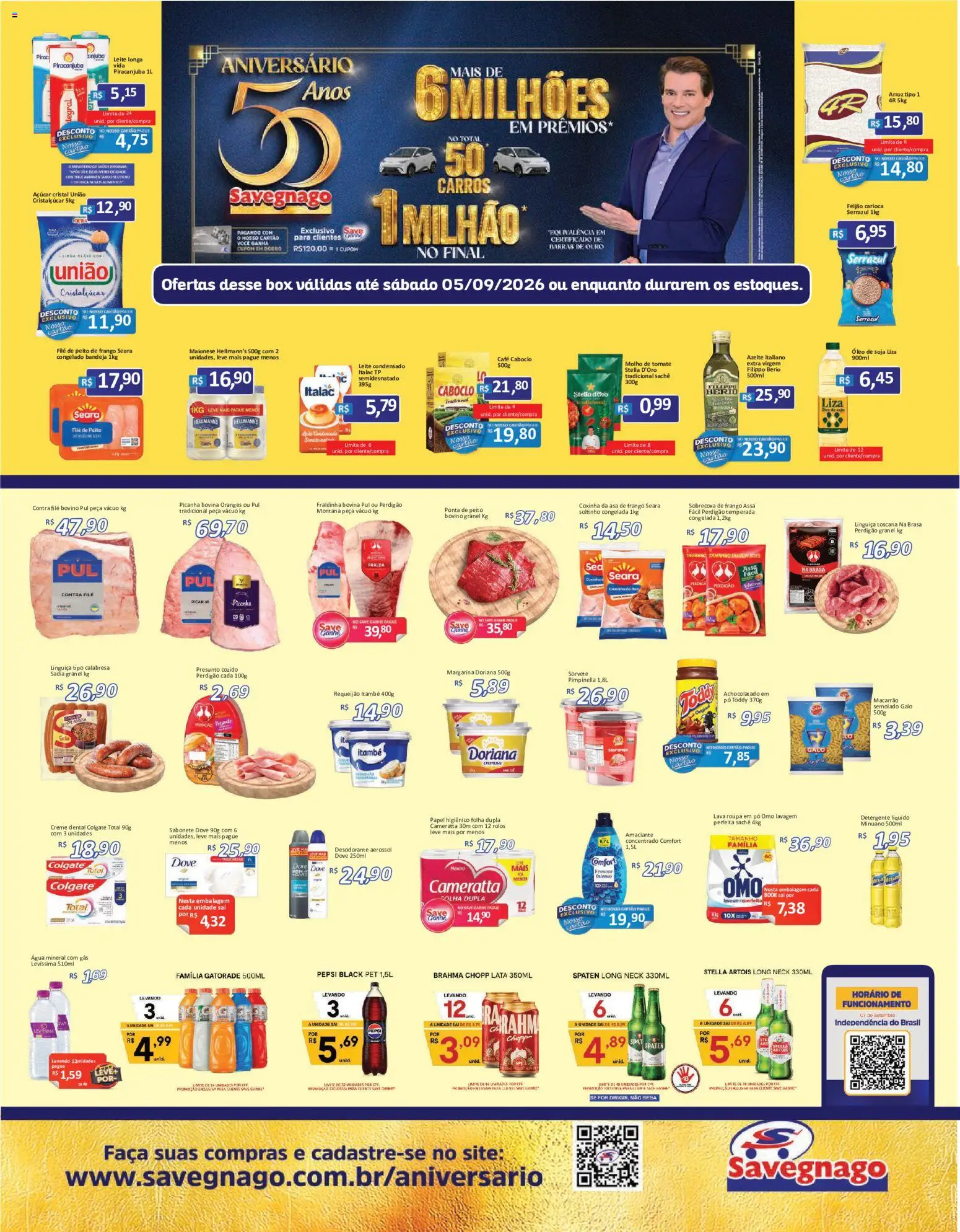 Savegnago Folheto - válido de 03/09/2026 | Página: 1 | Produtos: Feijão, Contra filé, Picanha, Café