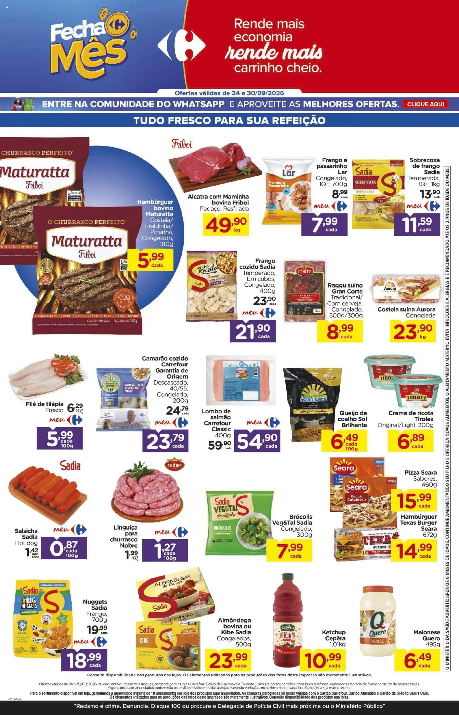 Carrefour Bairro Folheto - válido de 24/09/2026 | Página: 4 | Produtos: Salmão, Alcatra, Queijo, Ricota