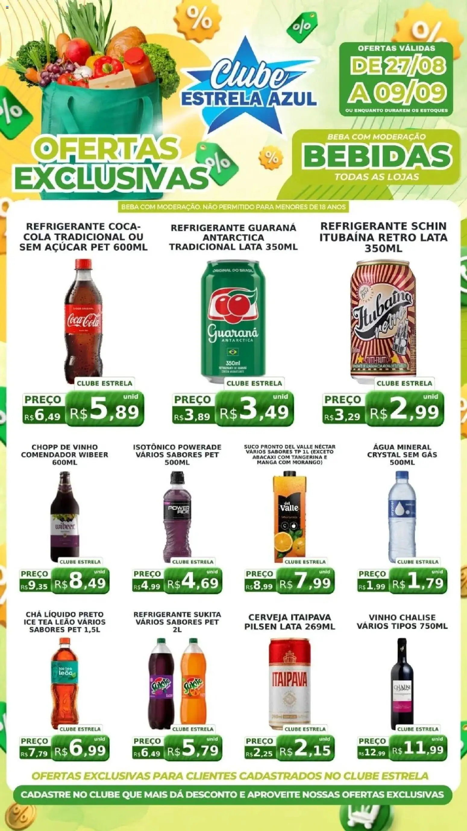 Estrela Azul Folheto - válido de 27/08/2026 | Página: 1 | Produtos: Cola, Bebidas, Cerveja, Água