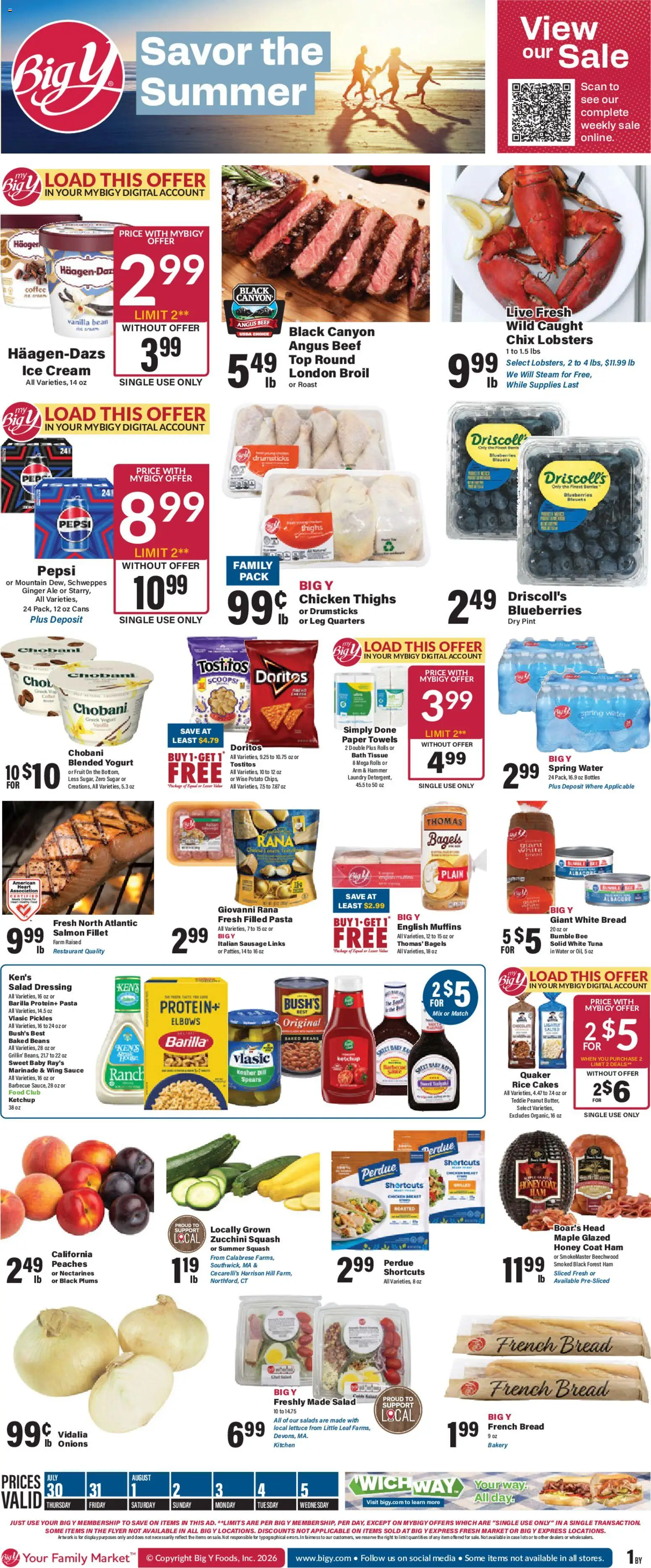 Big Y Weekly Ad - valid from 07/30/2026 | Page: 1 | Products: Squash, Ginger, Hammer, Blueberries