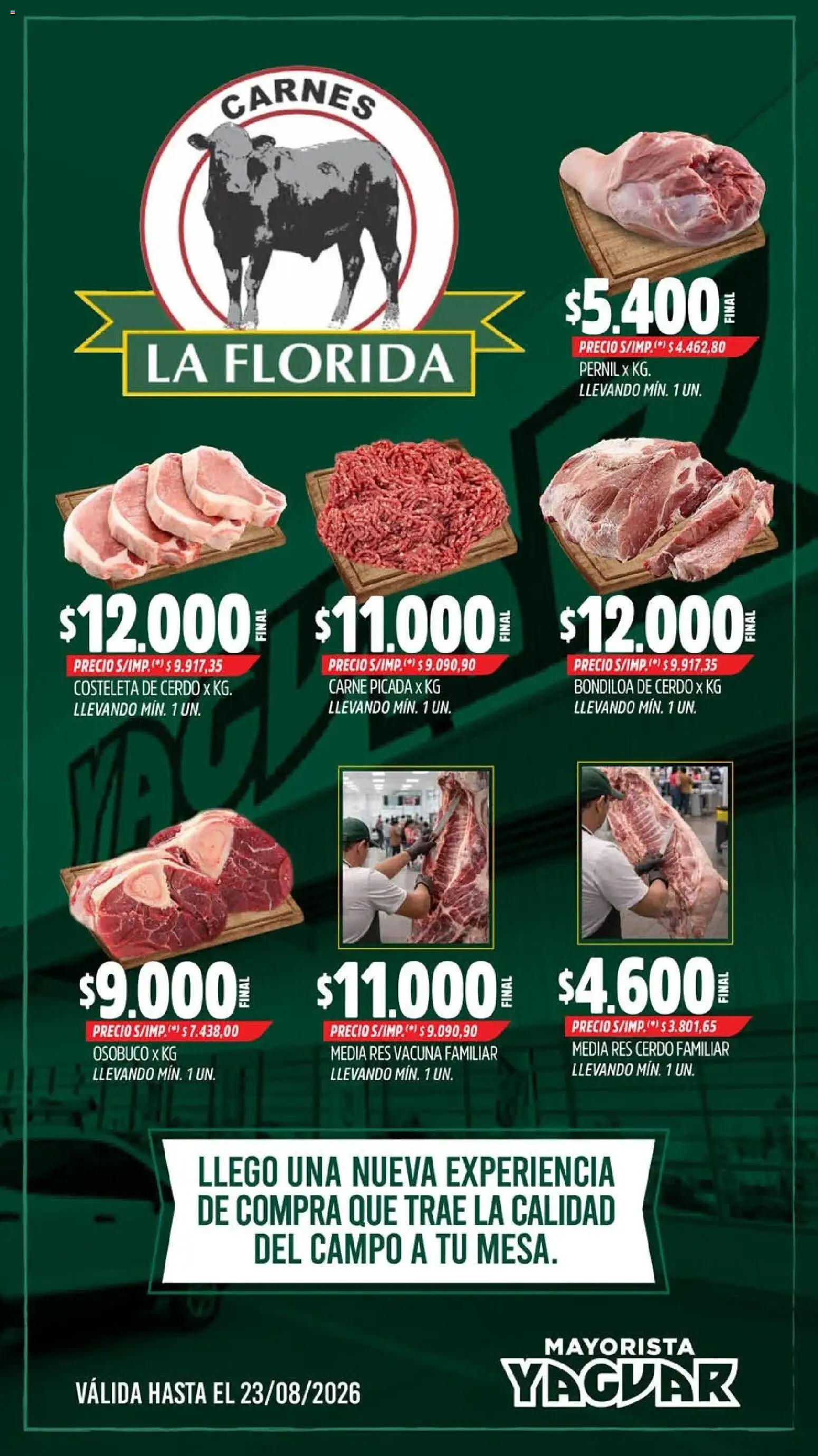 Yaguar - Visita Carnes La Florida Salta │ válido desde el 17/08/2026 | Página: 1 | Productos: Carne, Osobuco, Cerdo, Carne picada